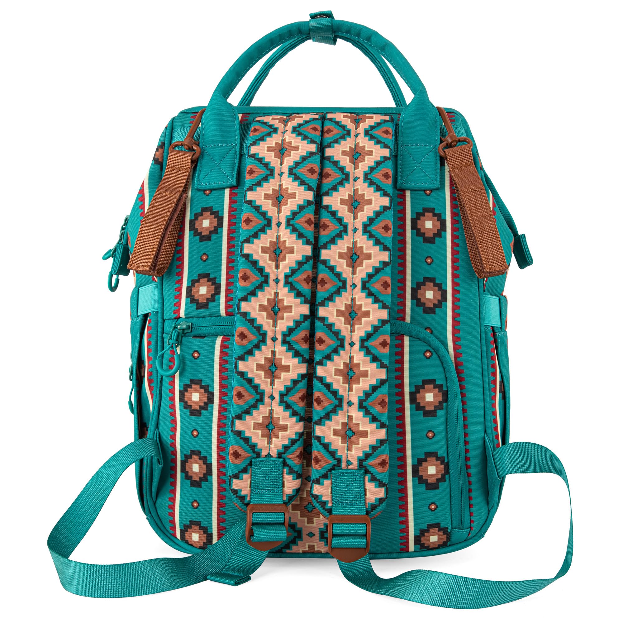Wrangler Southwest Pattern Diaper Backpack - Baby Bag for Travel & Daily Use, Multi-Functional Western Style Daypack for Moms & Dads - Perfect for Outings, Shopping & Family Trips