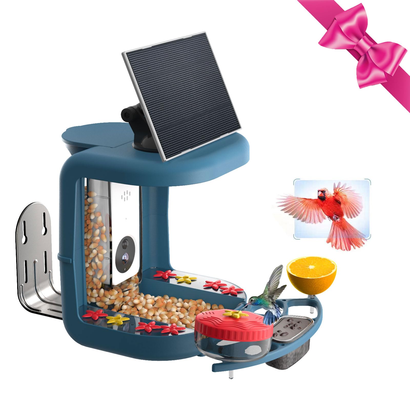 Smart Solar Powered Bird Feeder with 2K Camera - AI Bird Species Identification, Instant Alerts & DIY Add-ons - 2-in-1 Hummingbird Feeder Camera - Perfect Gift for Bird Watchers - Ideal for Backyard Birdwatching & Nature Observation