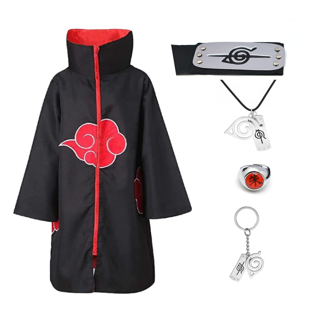 Itachi Uchiha Anime Cosplay Cloak - Black Long Robe Costume for Halloween, Naruto Fan Events & Anime Conventions