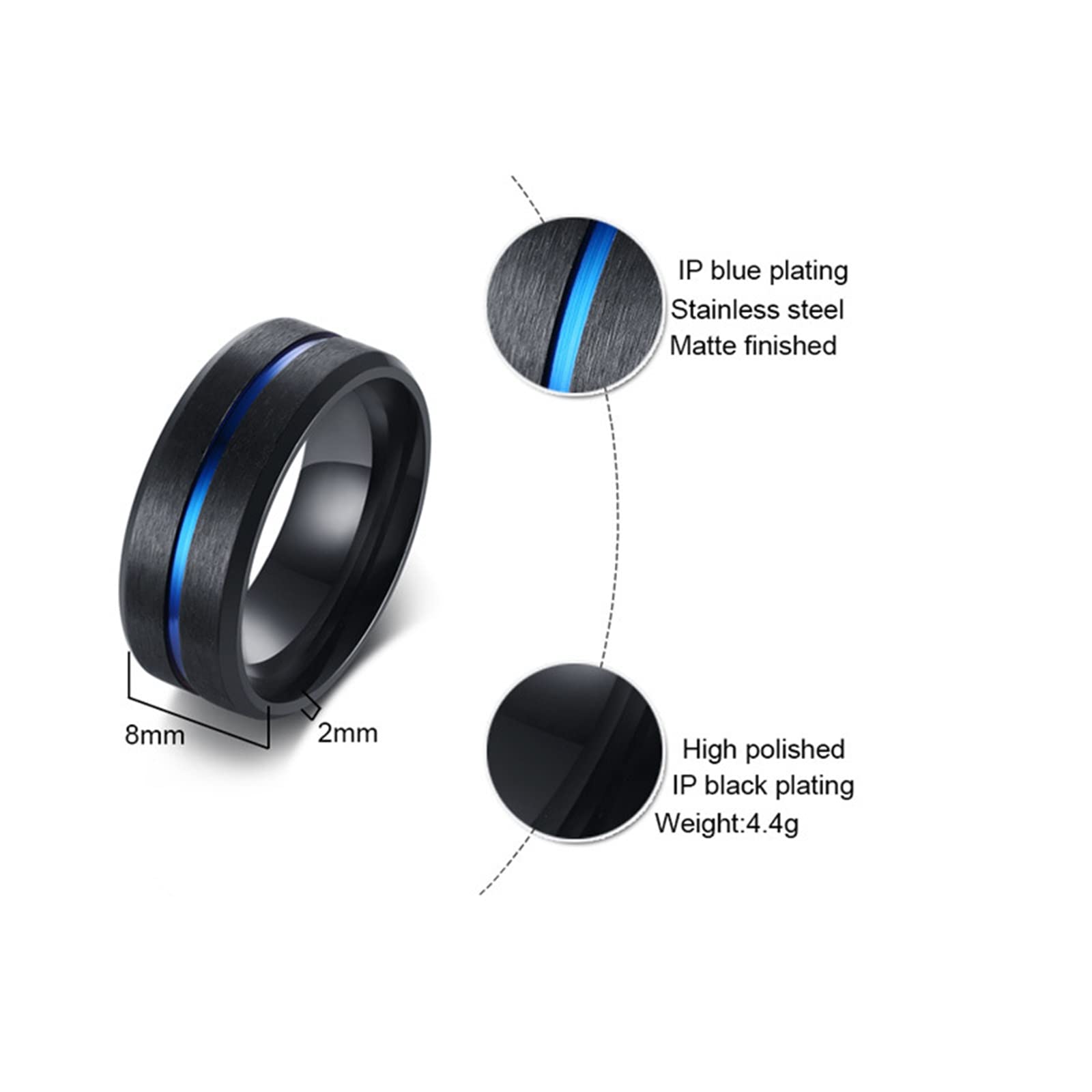 8MM Wide Grooved Center Line Brushed Stainless Steel Wedding Band for Men - Durable Engagement Ring for Him, Perfect for Proposals, Anniversaries & Daily Wear