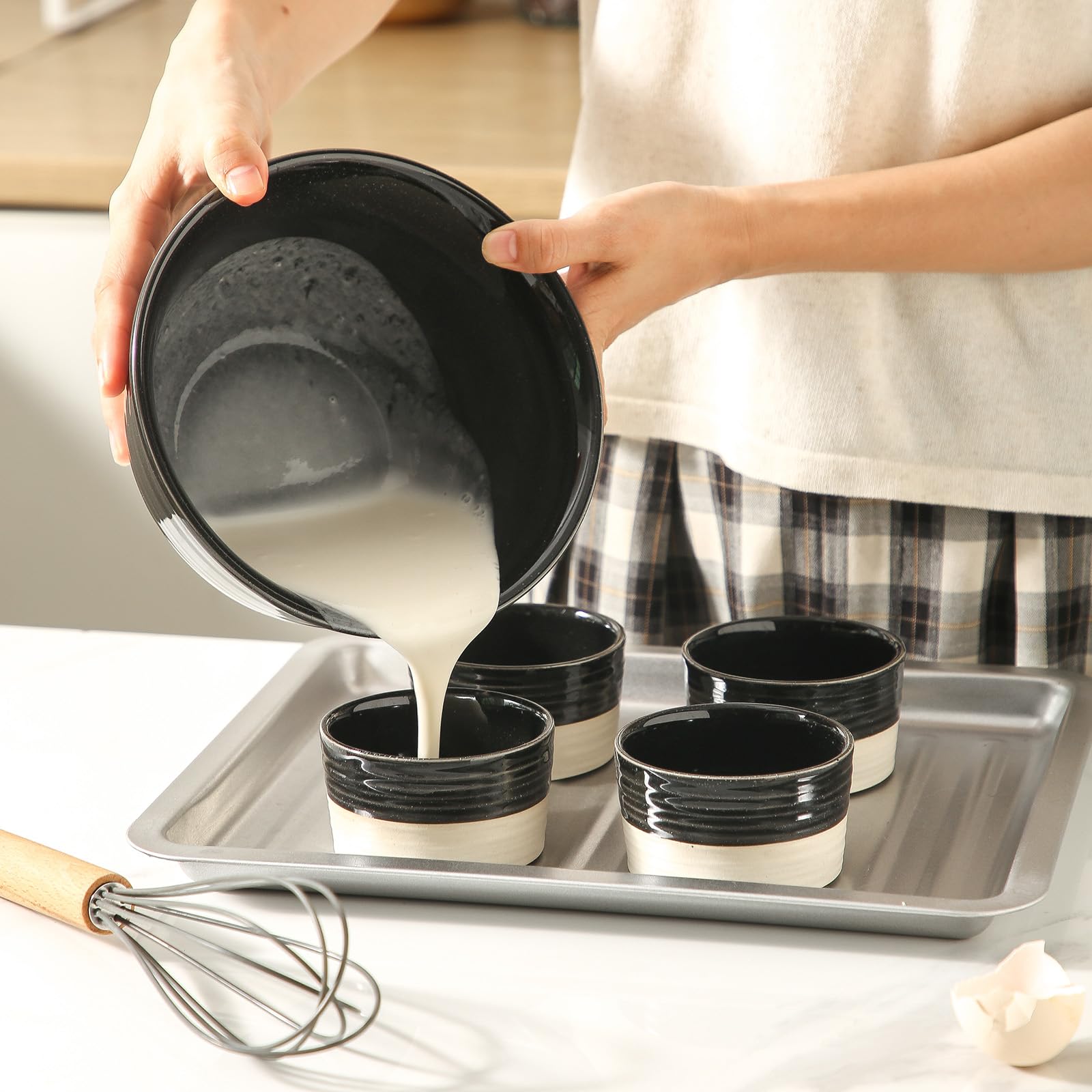 6-Pack 8oz Ceramic Ramekins for Baking, Oven Safe - Souffle, Creme Brulee & Desserts