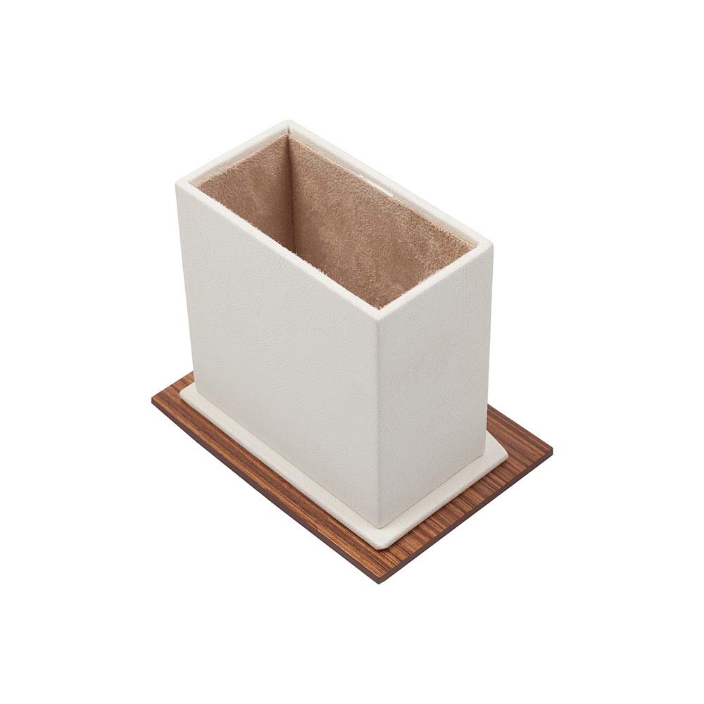 Premium Leather & Wood Desk Organizer Set - 11 Pcs Luxury Office Accessories with Double Tray, Desk Supplies for Home & Office (White) - Perfect for Executive Desks, Workstations & Home Office Organization