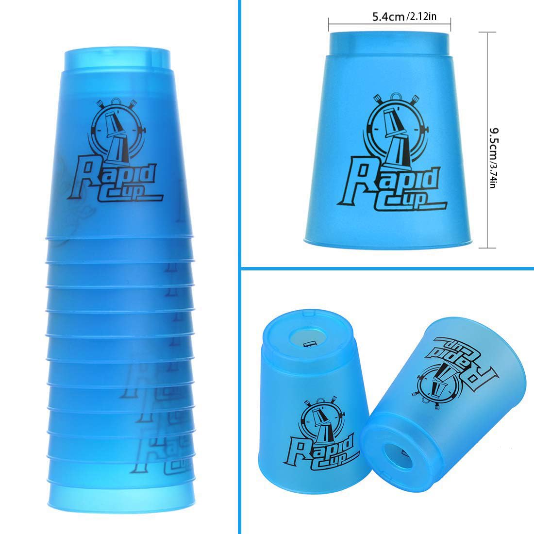SEISSO Stacking Cups Set - 12 Pack Blue Classic Stacking Game for Kids, Boys & Girls | Fun Training Toy with Carry Bag | Perfect for Playtime, Parties & Motor Skill Development
