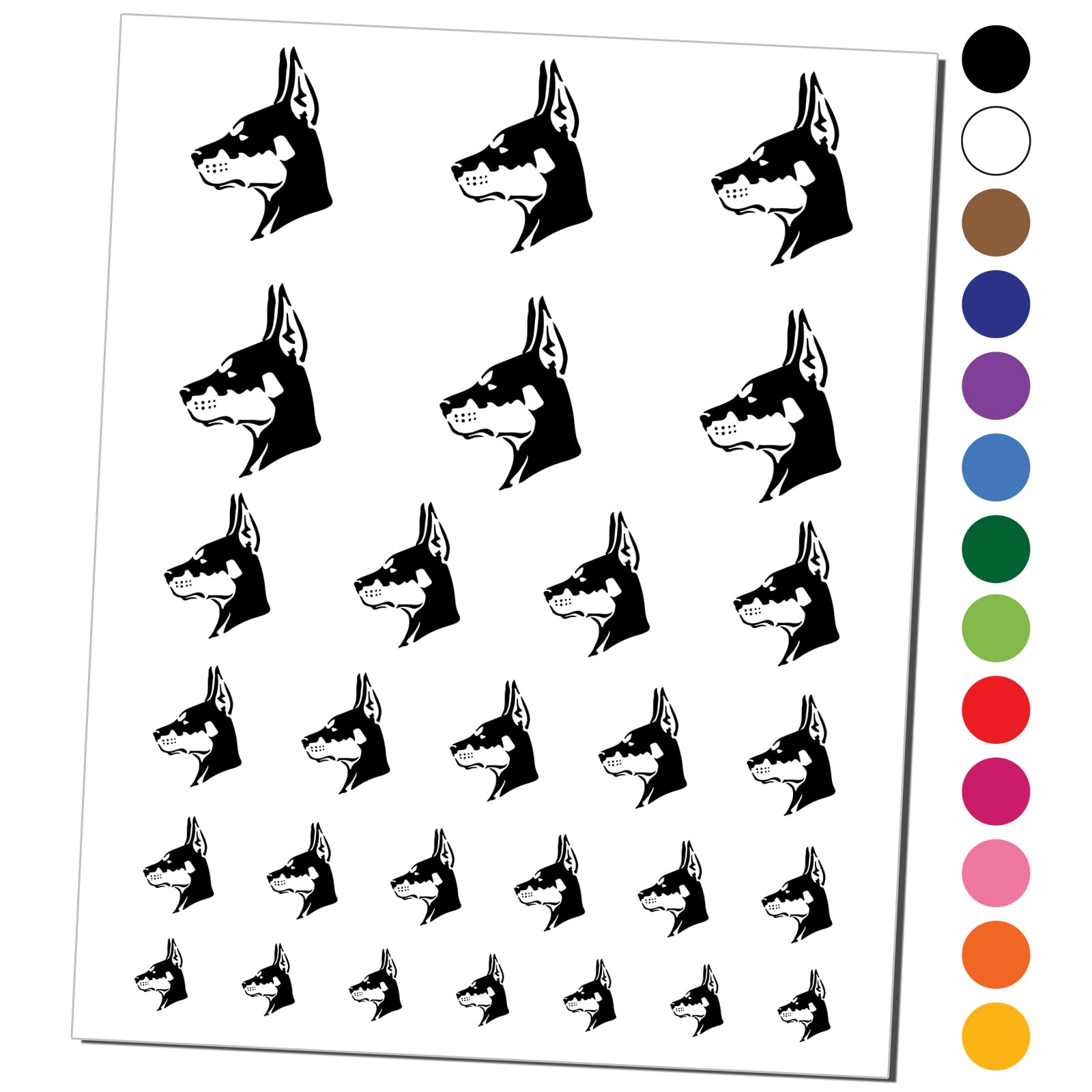 Doberman Pinscher Guard Dog Temporary Tattoo - Waterproof Fake Body Art Sticker Set (Black) - Perfect for Halloween, Cosplay, Parties & Costume Events
