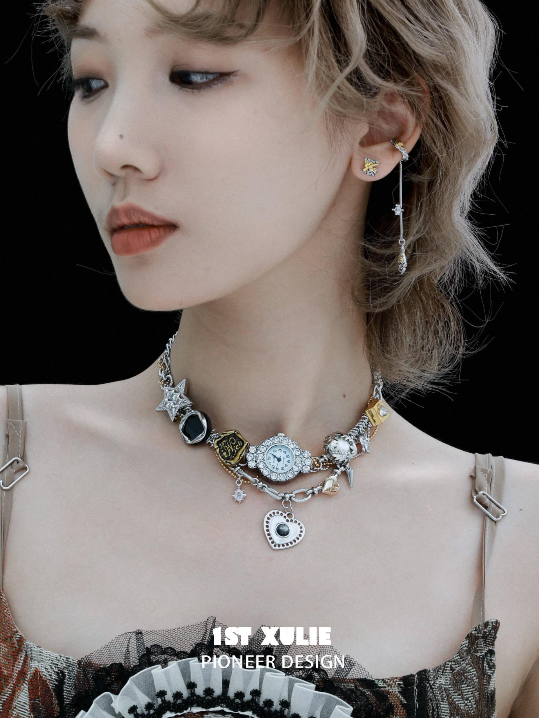18K Platinum Plated Moissanite Watch Necklace for Women - Luxury Diamond Alternative Jewelry Gift for Anniversary, Valentine's Day & Special Occasions