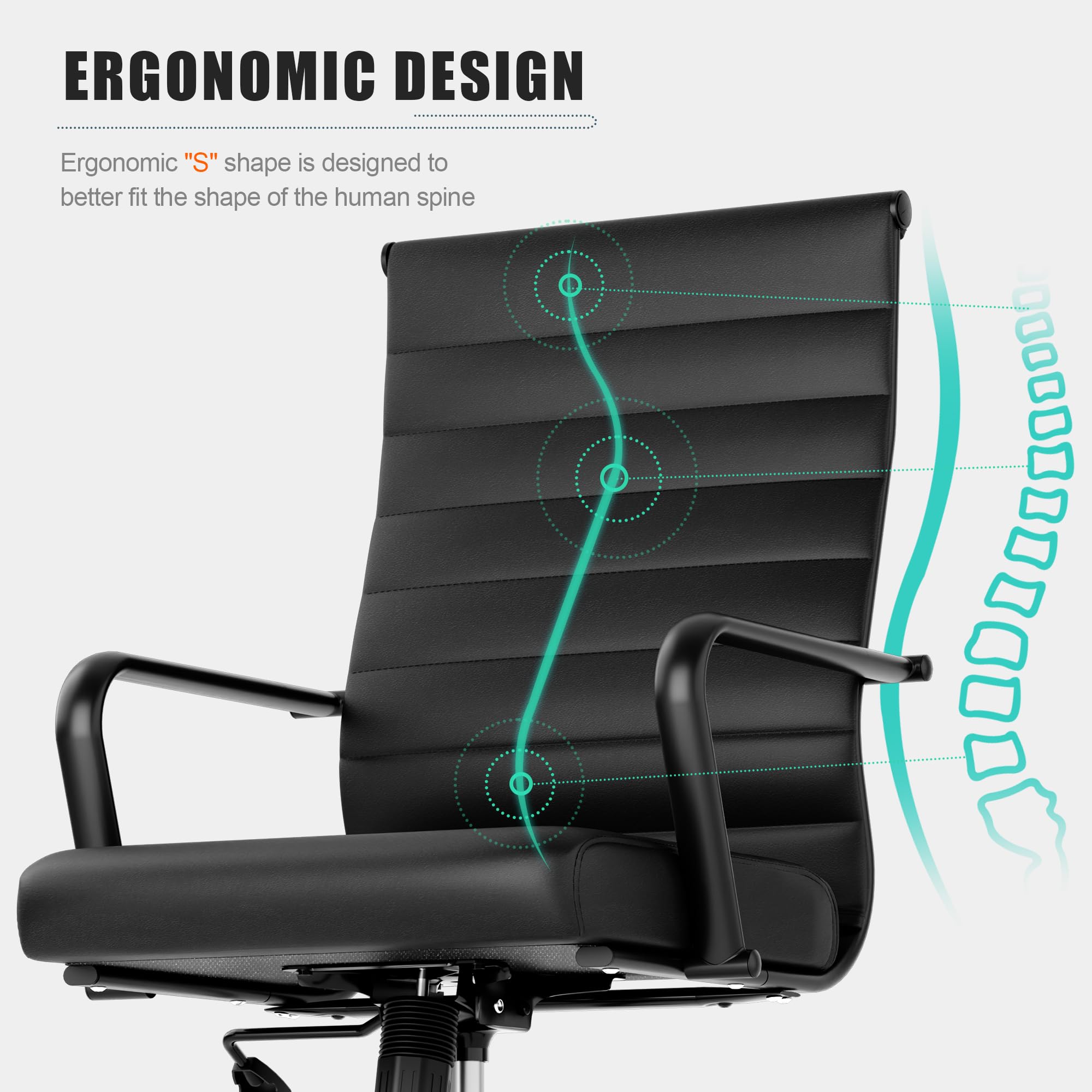 Premium Ergonomic Office Chair - Okeysen Leather Executive Desk Chair with Adjustable Height, Swivel & Rolling Wheels for Home Office, Conference Room & Workspace Comfort