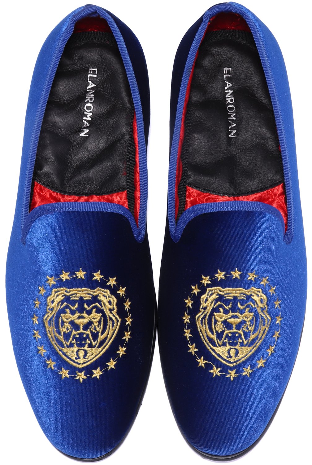ELANROMAN Men's Velvet Loafers - Embroidered Formal Shoes for Wedding, Prom & Party | Comfortable Slip-On Dress Shoes for Special Occasions