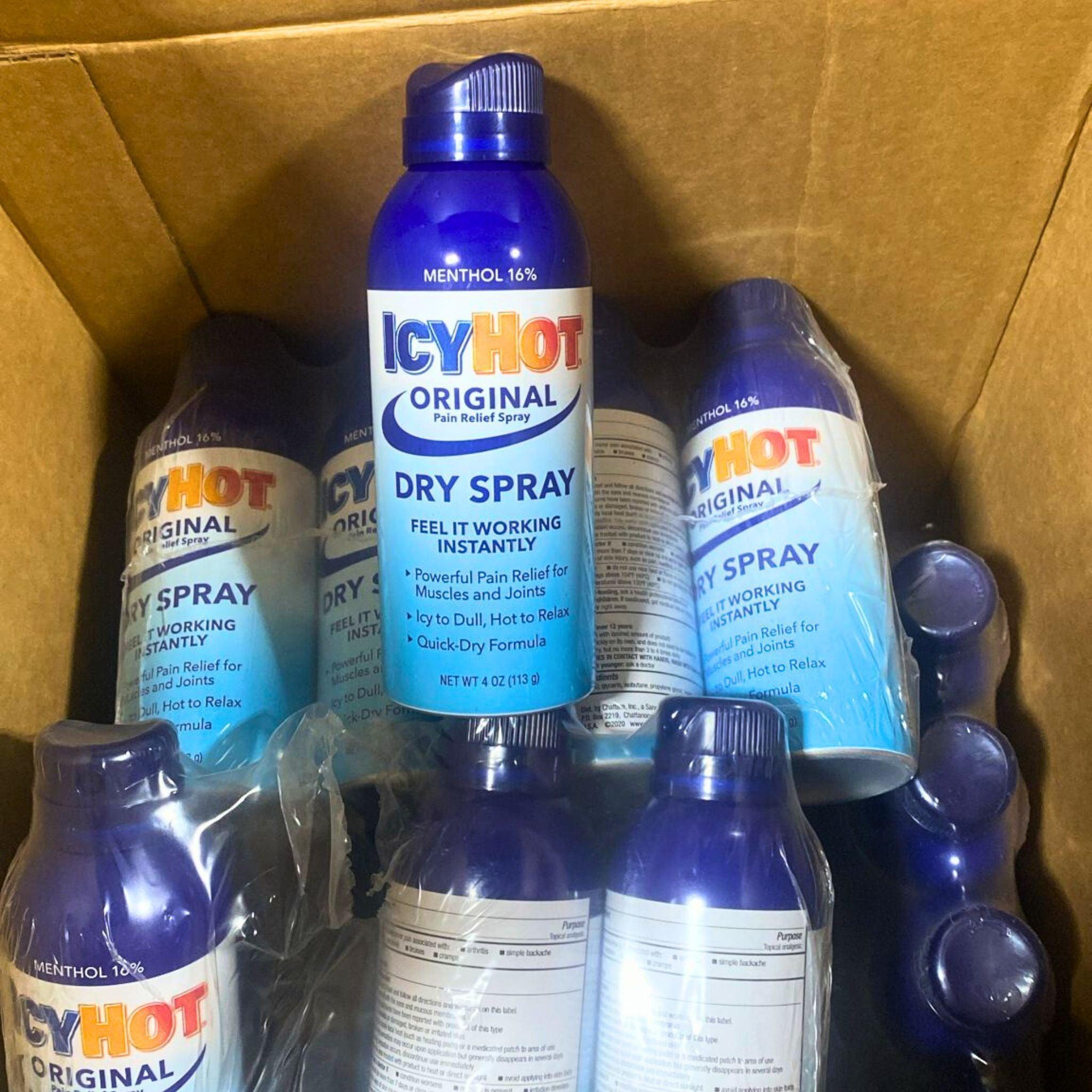 Icy Hot Original Pain Relief Spray - Fast-Acting Dry Spray for Instant Muscle & Joint Pain Relief - 4 oz (Pack of 30) - Perfect for Athletes, Gym Recovery & Post-Workout Soreness