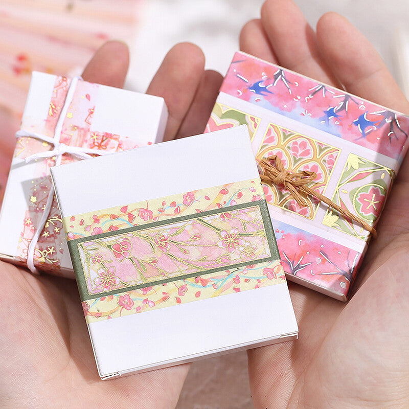 Cherry Blossom Washi Tape - Floral Decorative Paper Tape for Scrapbooking, Journaling, DIY Crafts, Gift Wrapping & Home Decor - Japanese Style Pink Sakura Design