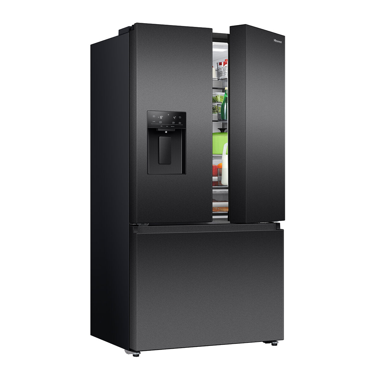 Hisense 634L French Door Refrigerator with Plumbed Water Dispenser - Black Stainless Steel (HRFD634BW) | Energy Efficient Large Capacity Fridge for Modern Kitchen & Family Use