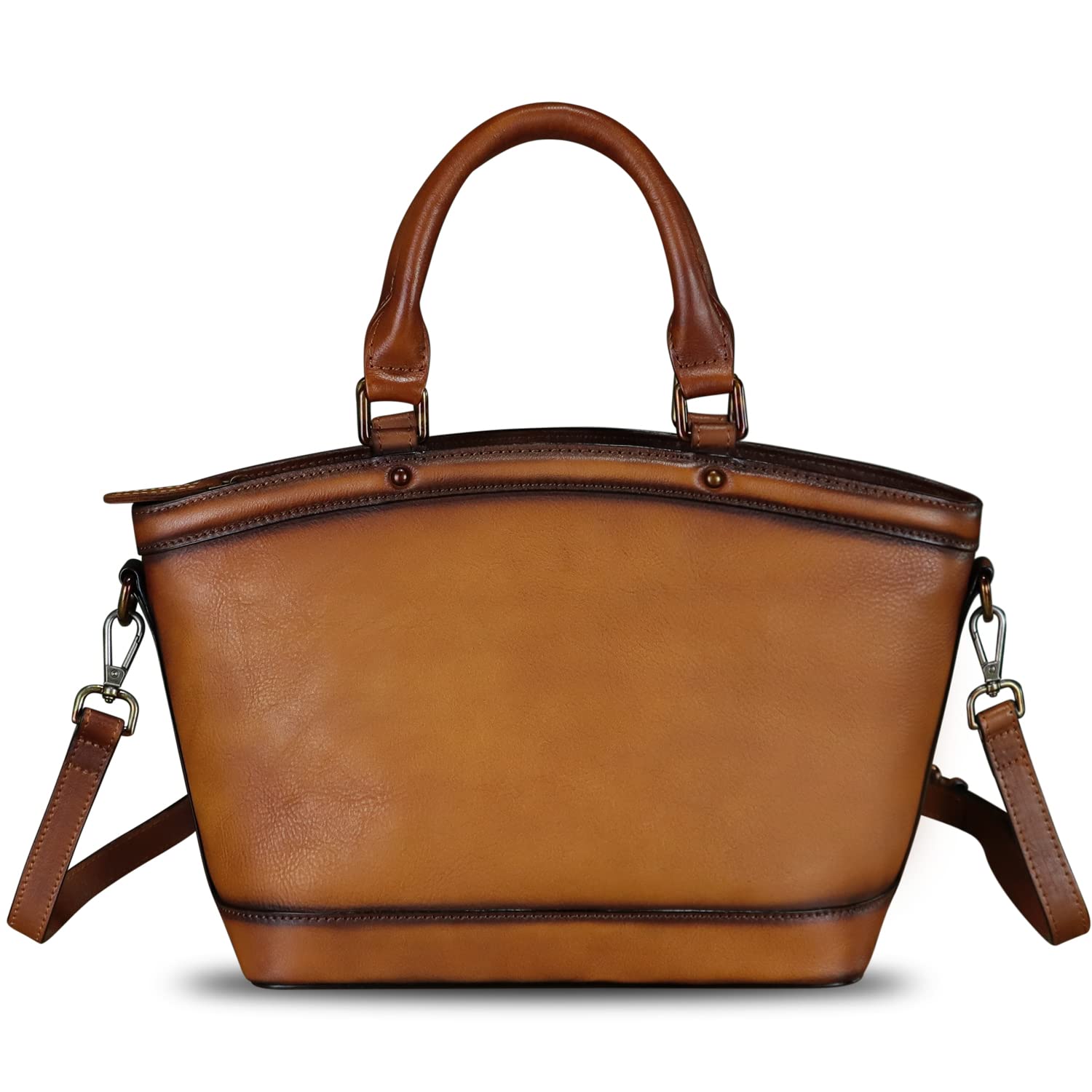 Genuine Leather Handbags for Women - Vintage Handmade Satchel, Top Handle & Crossbody Purse - Retro Tote Bag for Work, Travel & Everyday Use