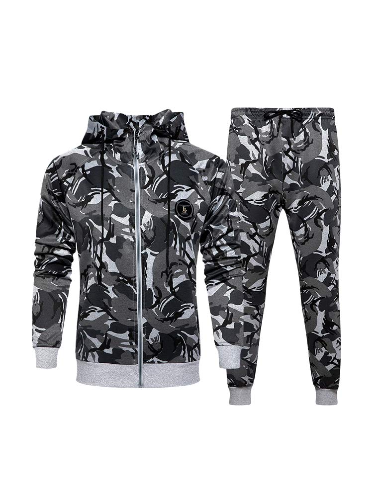 PASOK Men's Casual Tracksuit Set - Long Sleeve Full-Zip Running Jogging Athletic Sweat Suit for Gym, Workout & Streetwear Fashion