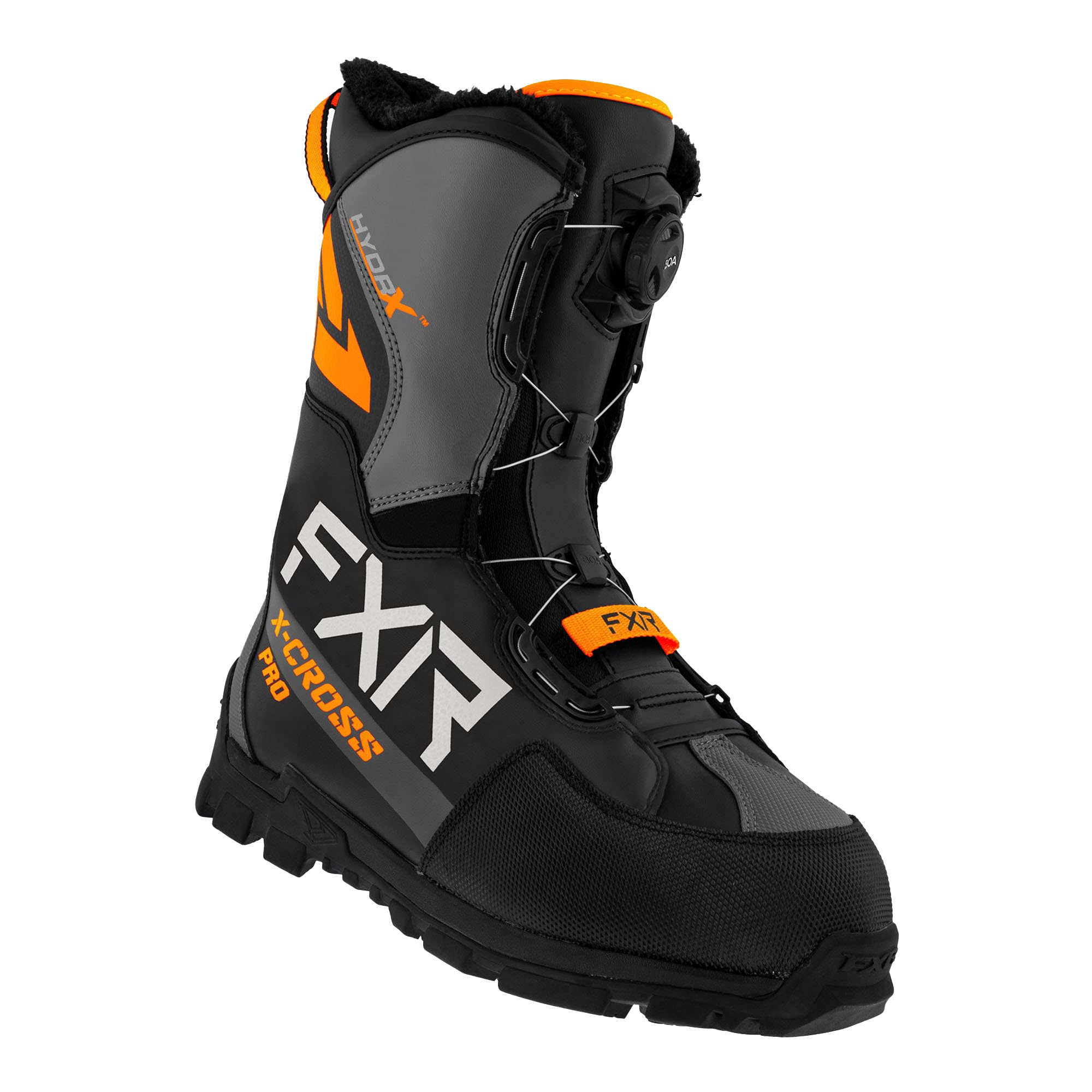 FXR X-Cross Pro BOA Snow Boots - Waterproof Insulated Winter Boots with Fixed Liner for Men & Women | Black/Hi-Vis | Ideal for Snowmobiling, Ice Fishing & Cold Weather Outdoor Activities