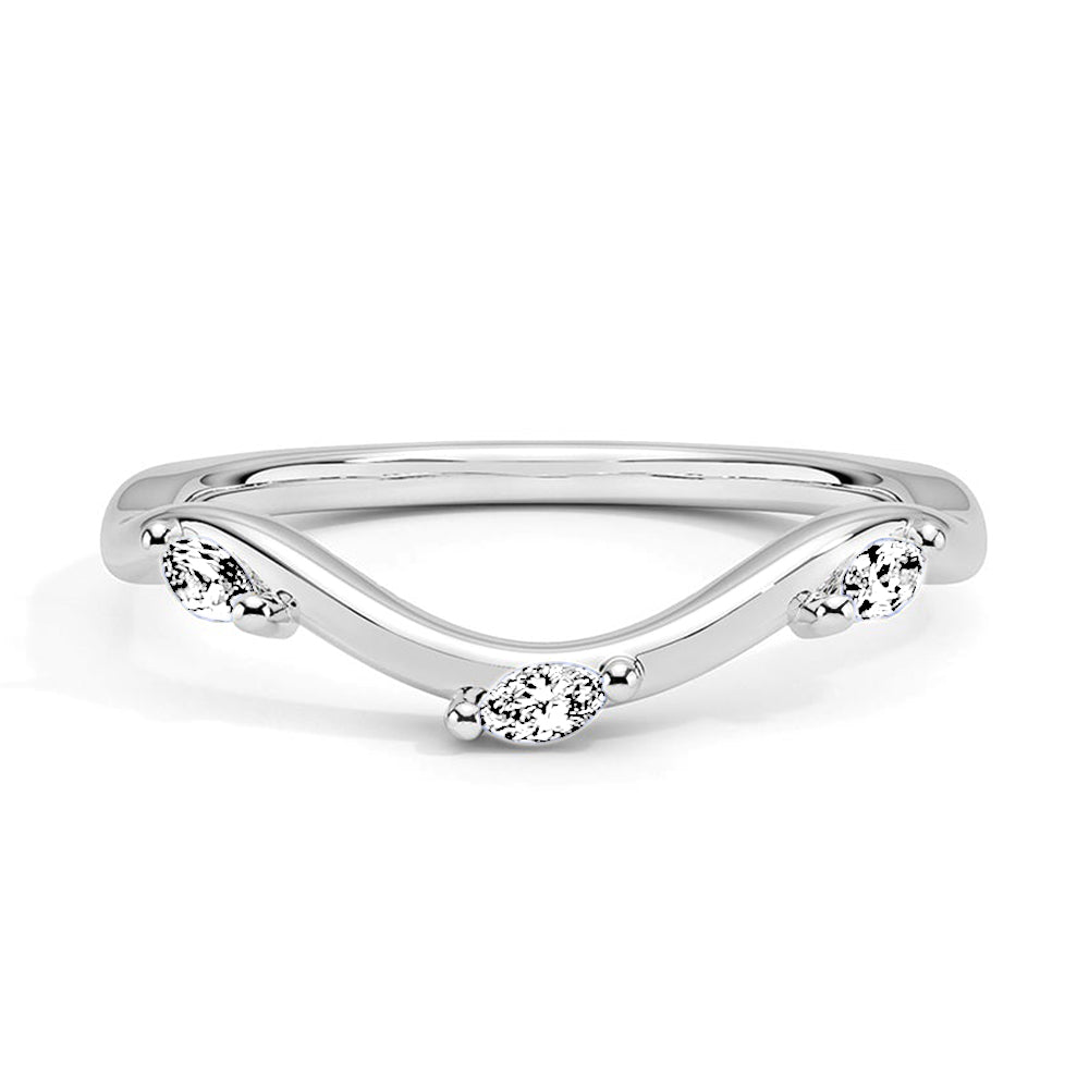 Willow Curved Lab Grown Diamond Wedding Band - Elegant Stackable Ring for Women, Eco-Friendly & Conflict-Free - Perfect for Engagement, Anniversary & Everyday Wear