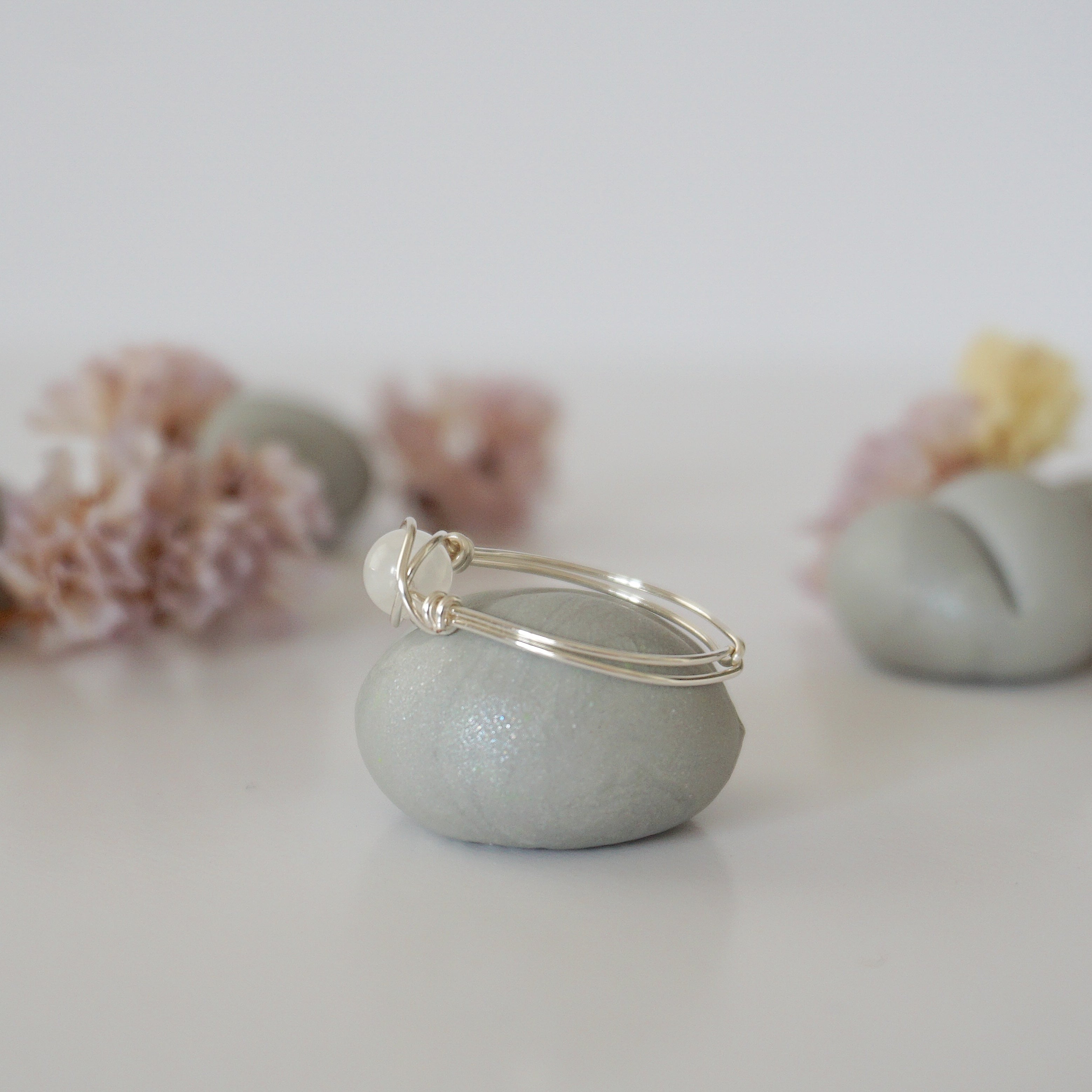 Simple Birthstone Ring with Rainbow Moonstone - Elegant & Dainty Jewelry for Women, Perfect for Gifts, Anniversaries & Everyday Wear