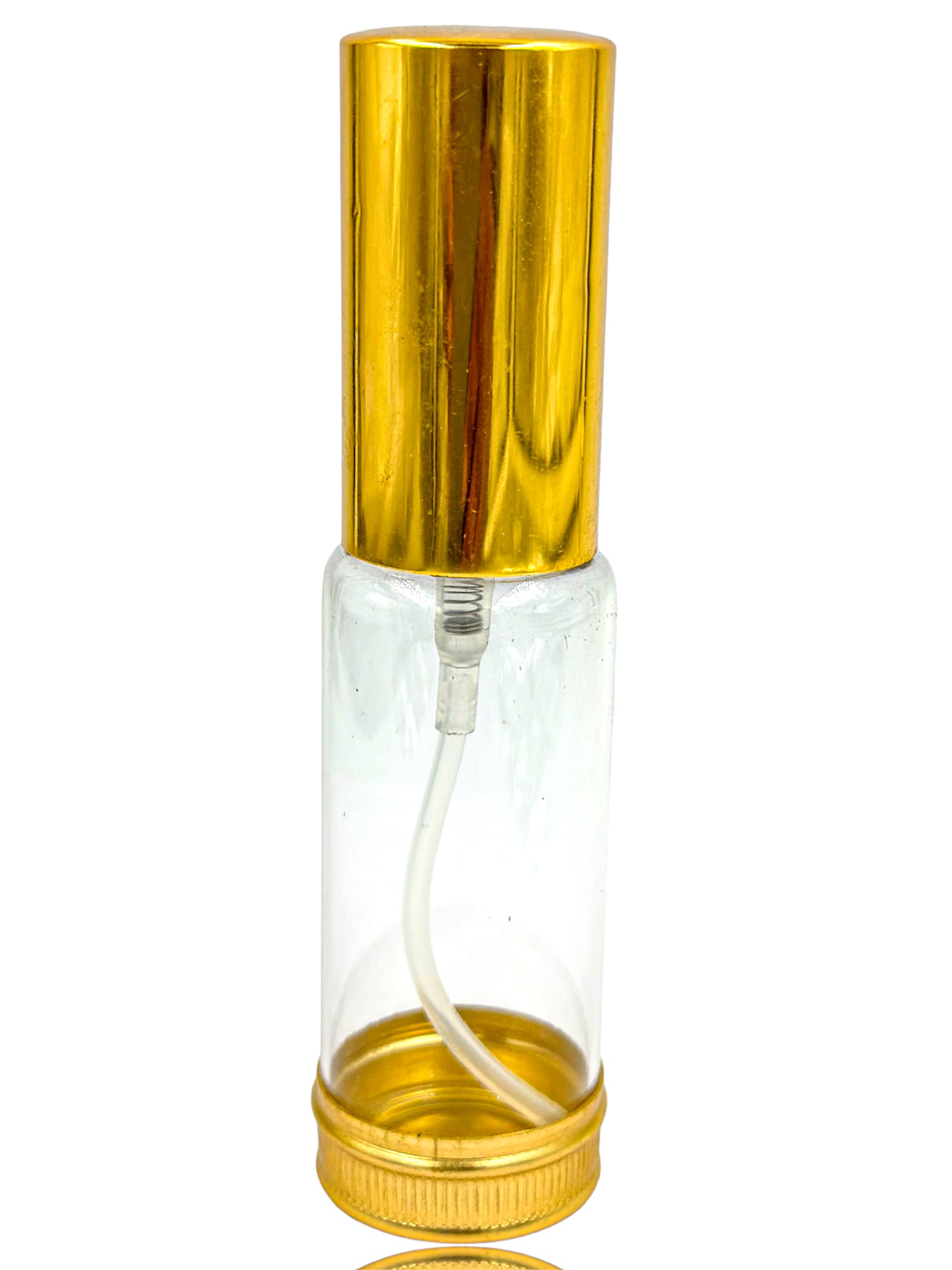 Hunky Dory 30ml Empty Clear Glass Perfume Bottles with Pump & Gold Cap - Refillable Travel Spray Bottle for DIY Perfume, Essential Oils, Rose Water, Aromatherapy - Perfect for Home, Office, Gym & Travel Use