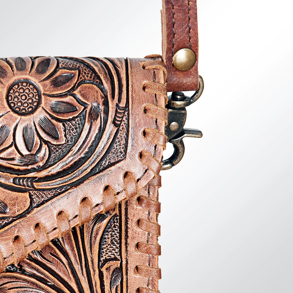 American Darling Genuine Tooled Leather Clutch Purse - Handcrafted Vintage Style Crossbody Bag for Women | Perfect for Parties, Weddings & Evening Events