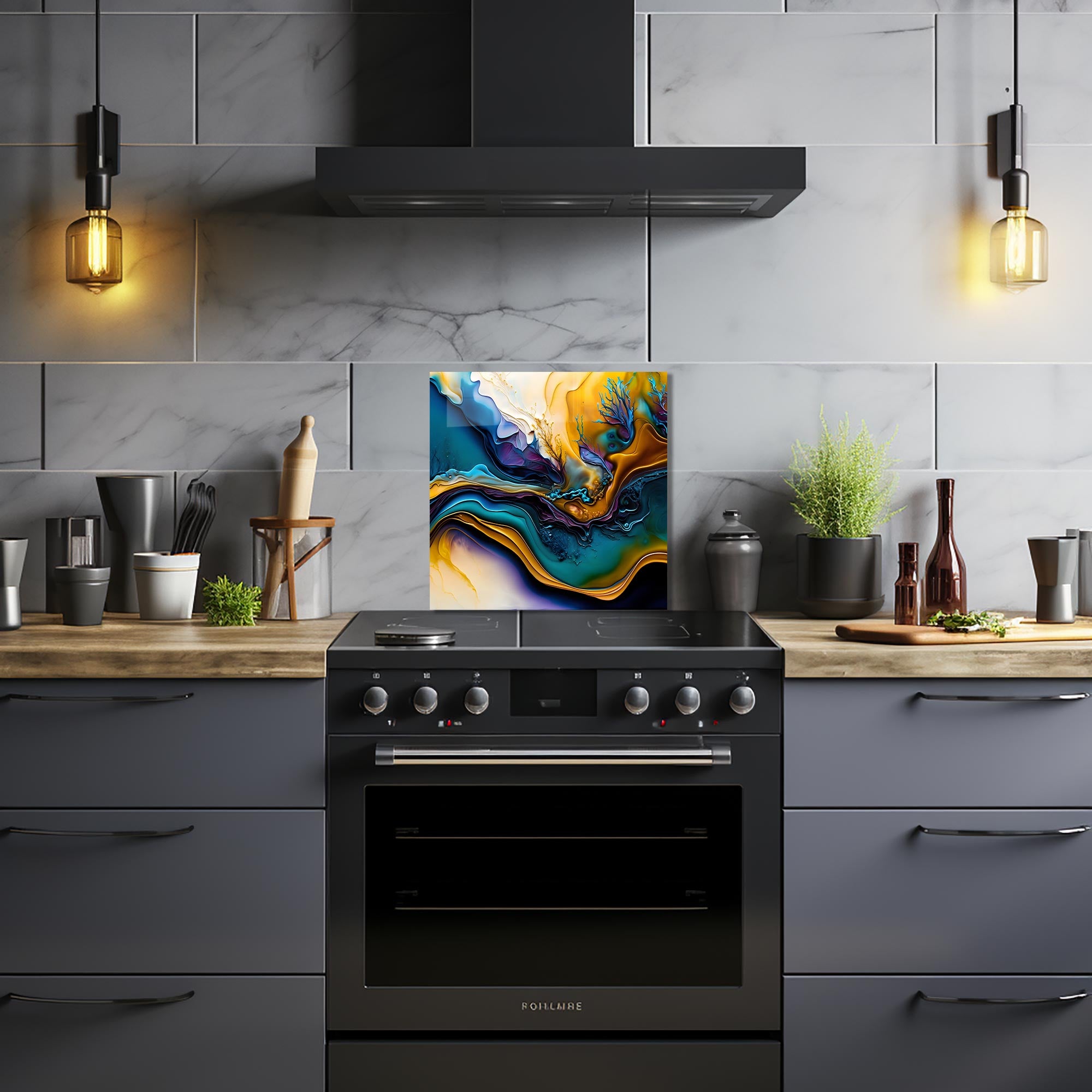 Abstract Brushes II Glass Splashback - Modern Kitchen Backsplash & Bathroom Wall Panel - Perfect for Home Decor & Interior Design