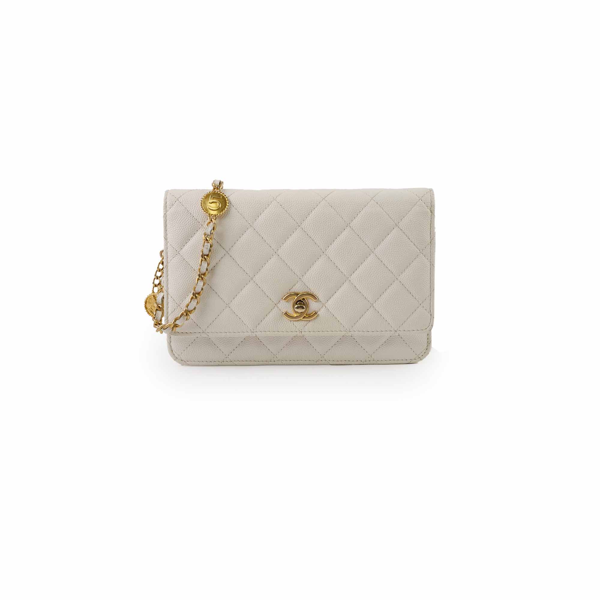 Chanel Caviar Leather Wallet On Chain WOC in White/Cream with Microchip - Luxury Crossbody Bag for Women, Perfect for Evening Events & Daily Use