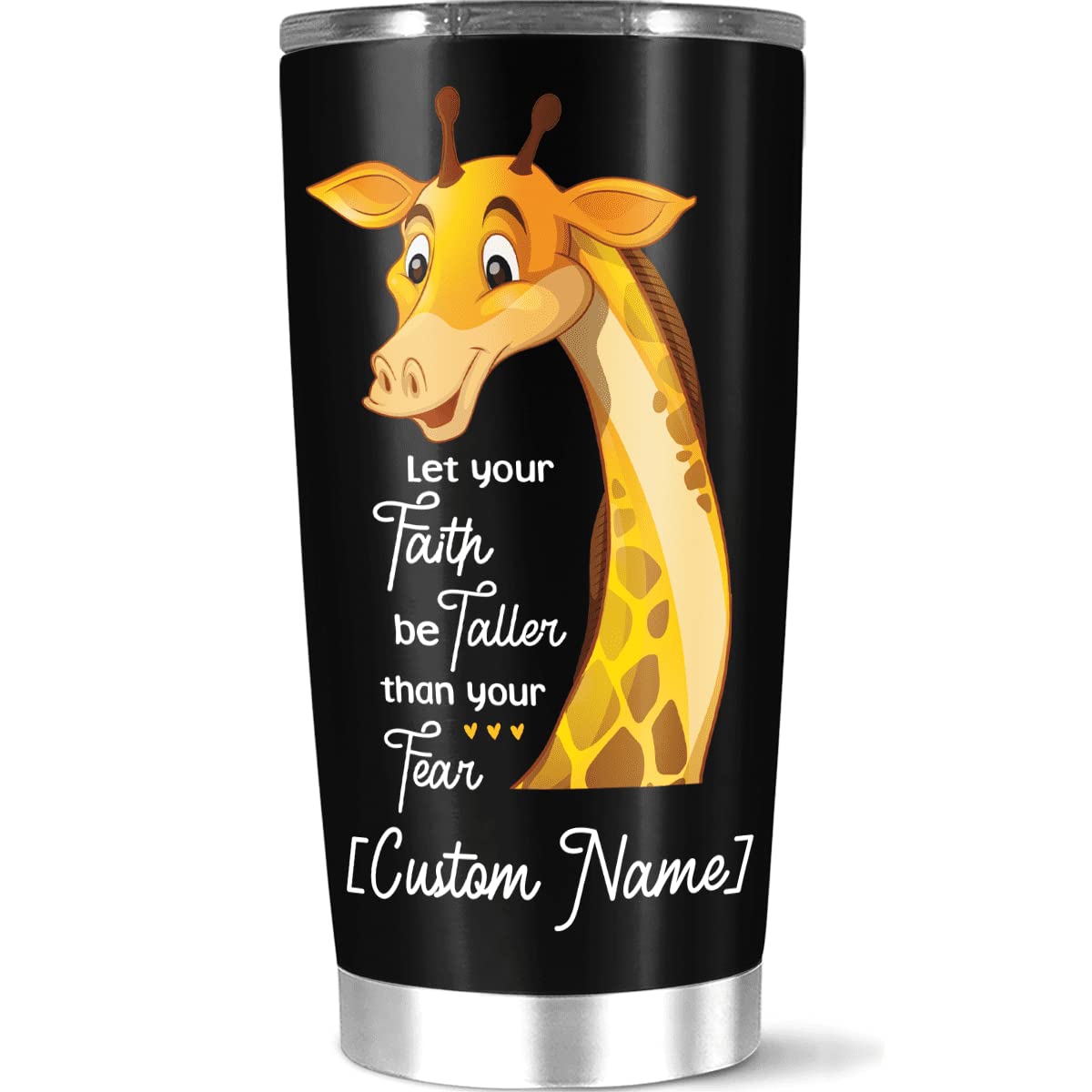 Custom Personalized Giraffe Coffee Tumbler with Name - Inspirational 