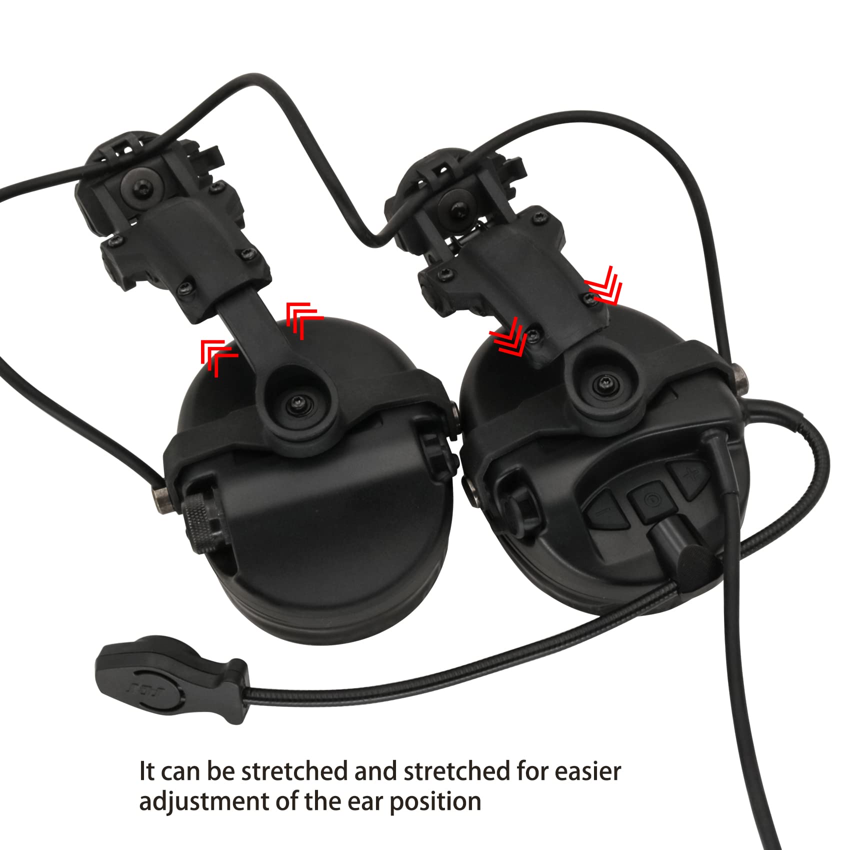 Tactical Headset with ARC Rail Adapter - Military Ear Protection Headphones for Airsoft, Shooting & Communication - Includes K 2 Pin Push to Talk (Black) - Perfect for Combat Training, Hunting & Outdoor Adventures