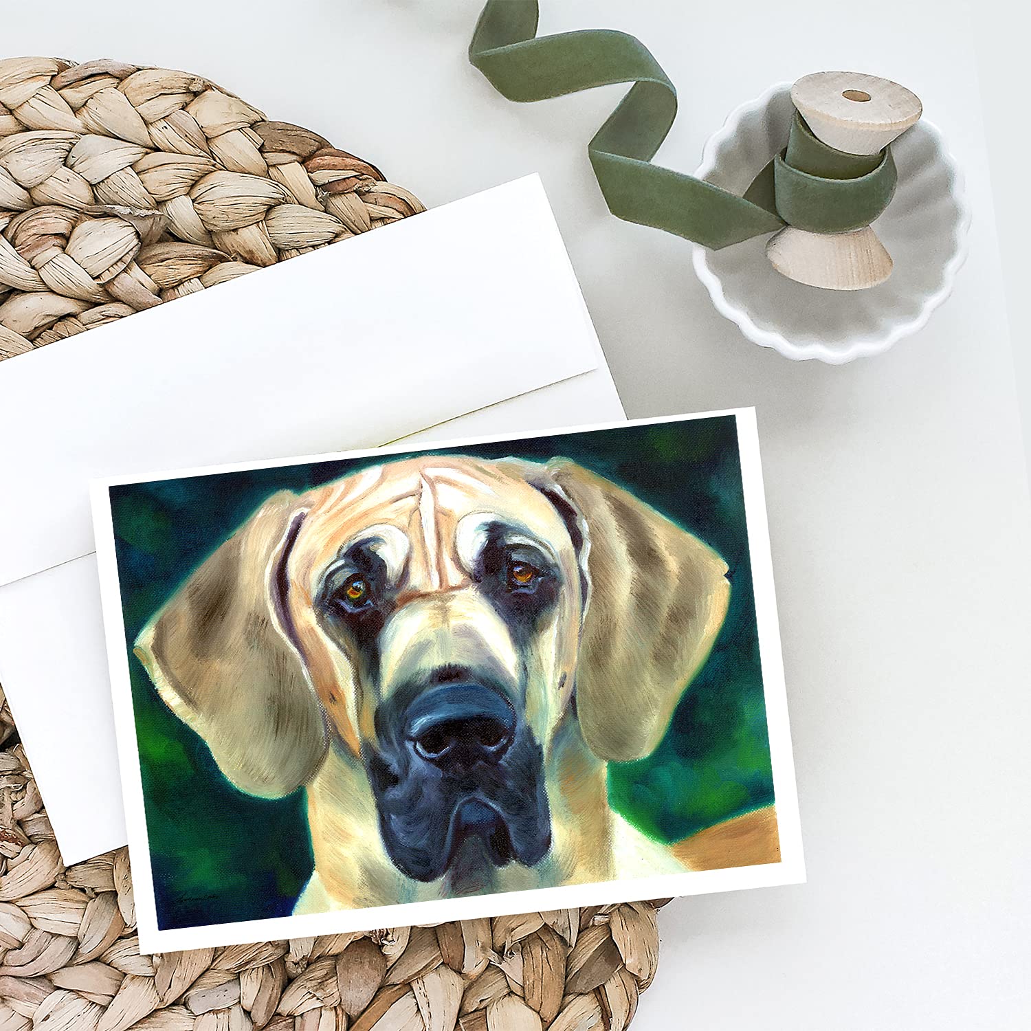 Great Dane Lookin at You Greeting Cards - Pack of 8 Blank A7 Note Cards (5x7) with Envelopes - Whimsical Dog Lover Stationery for Birthdays, Thank You Notes & Special Occasions