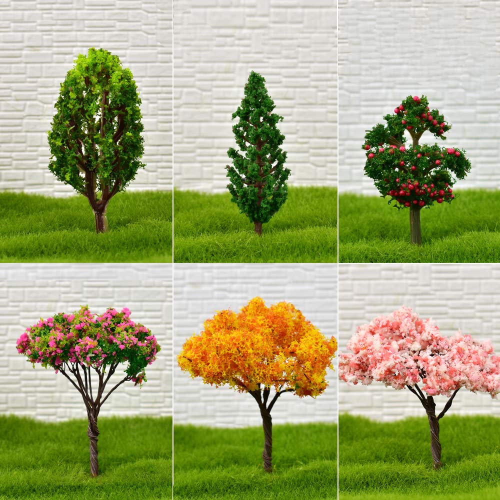 12 Pcs Miniature Fairy Garden Tree Plant Ornament - Mini Dollhouse Pots Decor, Moss Micro Landscape DIY Craft for Fairy Gardens, Terrariums & Home Decor