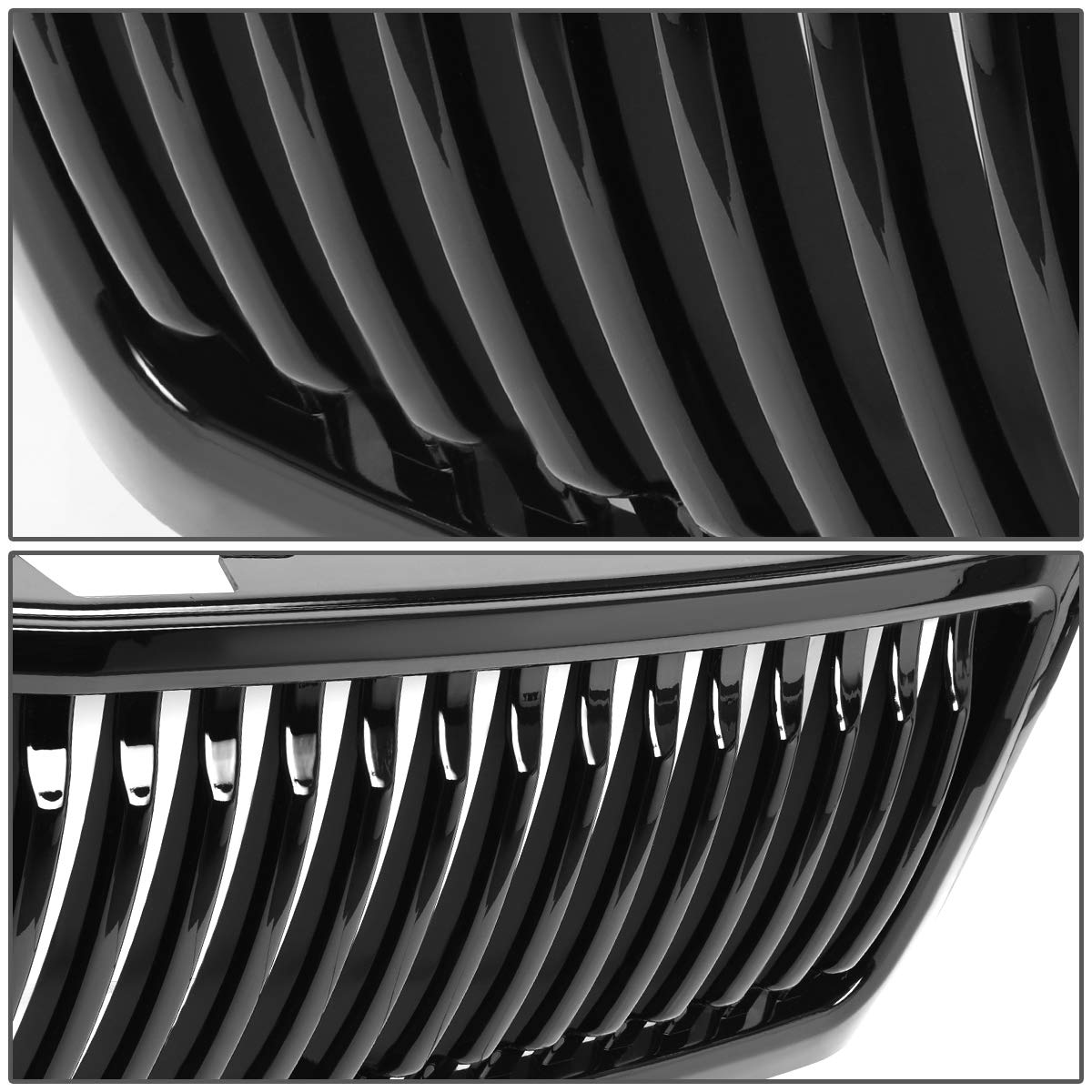 Auto Dynasty Front Upper Bumper Grille Grill for 2007-2013 Chevy Silverado 1500 | ABS Plastic Vertical Style Glossy Black Replacement | Enhances Truck Appearance & Protection
