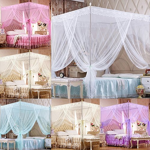 Romantic Princess Lace Canopy Mosquito Net for Bed - No Frame Needed, Fits Twin/Full/Queen/King Size Beds, Elegant Purple Design - Perfect for Bedroom Decor, Wedding Nights & Boho Chic Style