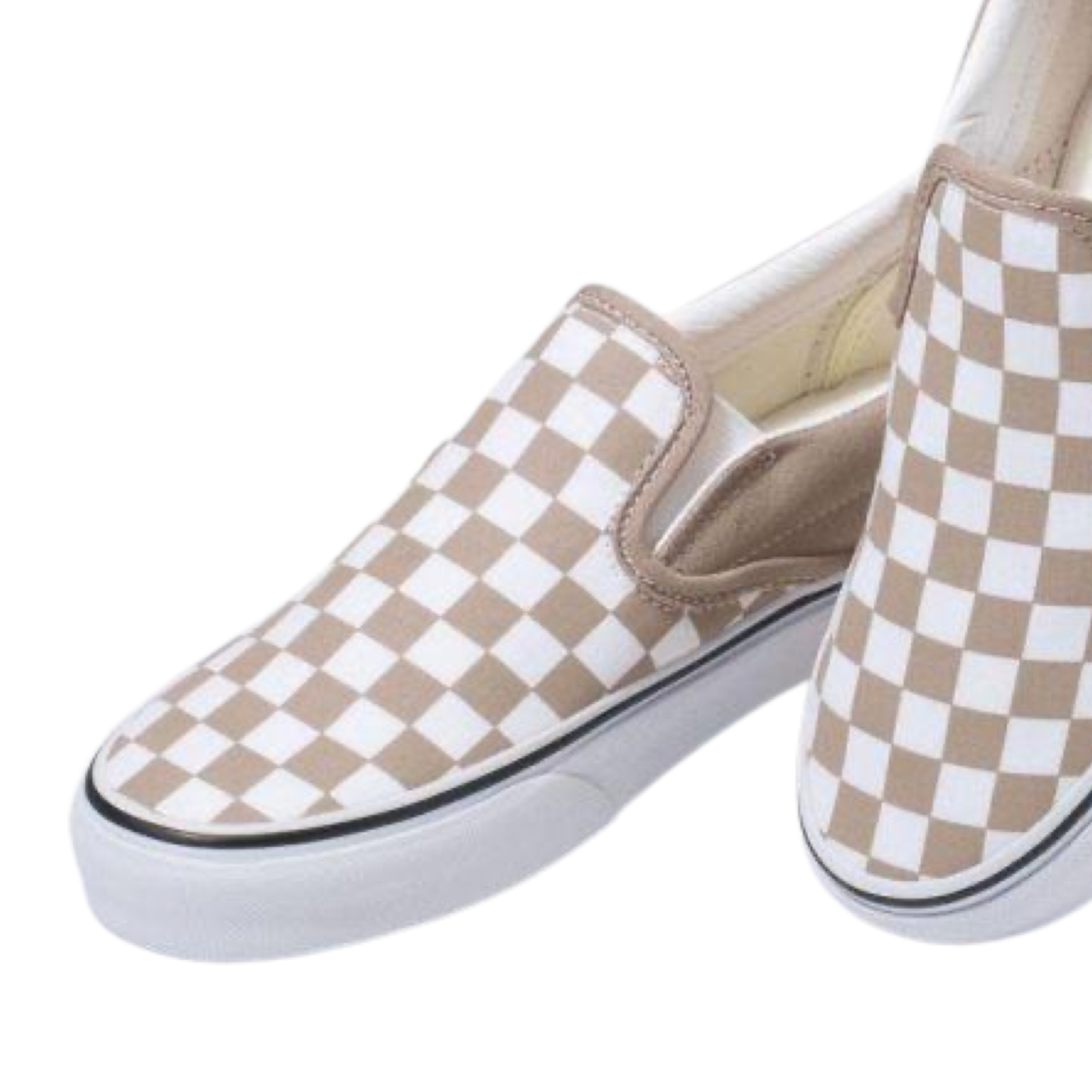 Vans Classic Slip-On Checkerboard Sneakers in Etherea Brown & True White - Comfortable Casual Shoes for Skateboarding, Streetwear & Everyday Wear