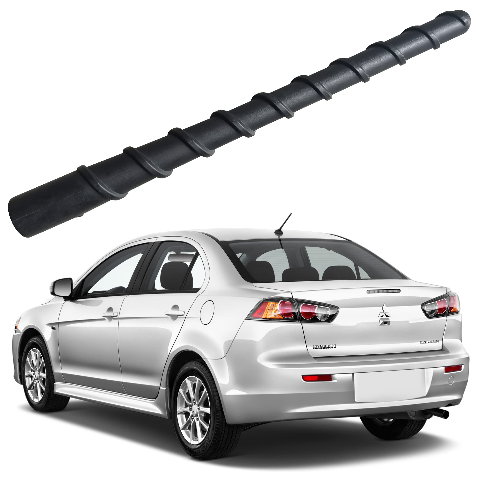 7 Inch Flexible Spiral Rubber Antenna Replacement for Mitsubishi Lancer (2008-2017) - Car Wash Proof, Internal Copper Coil Antenna Mast - Perfect for Improved FM/AM Radio Reception & Car Wash Safety