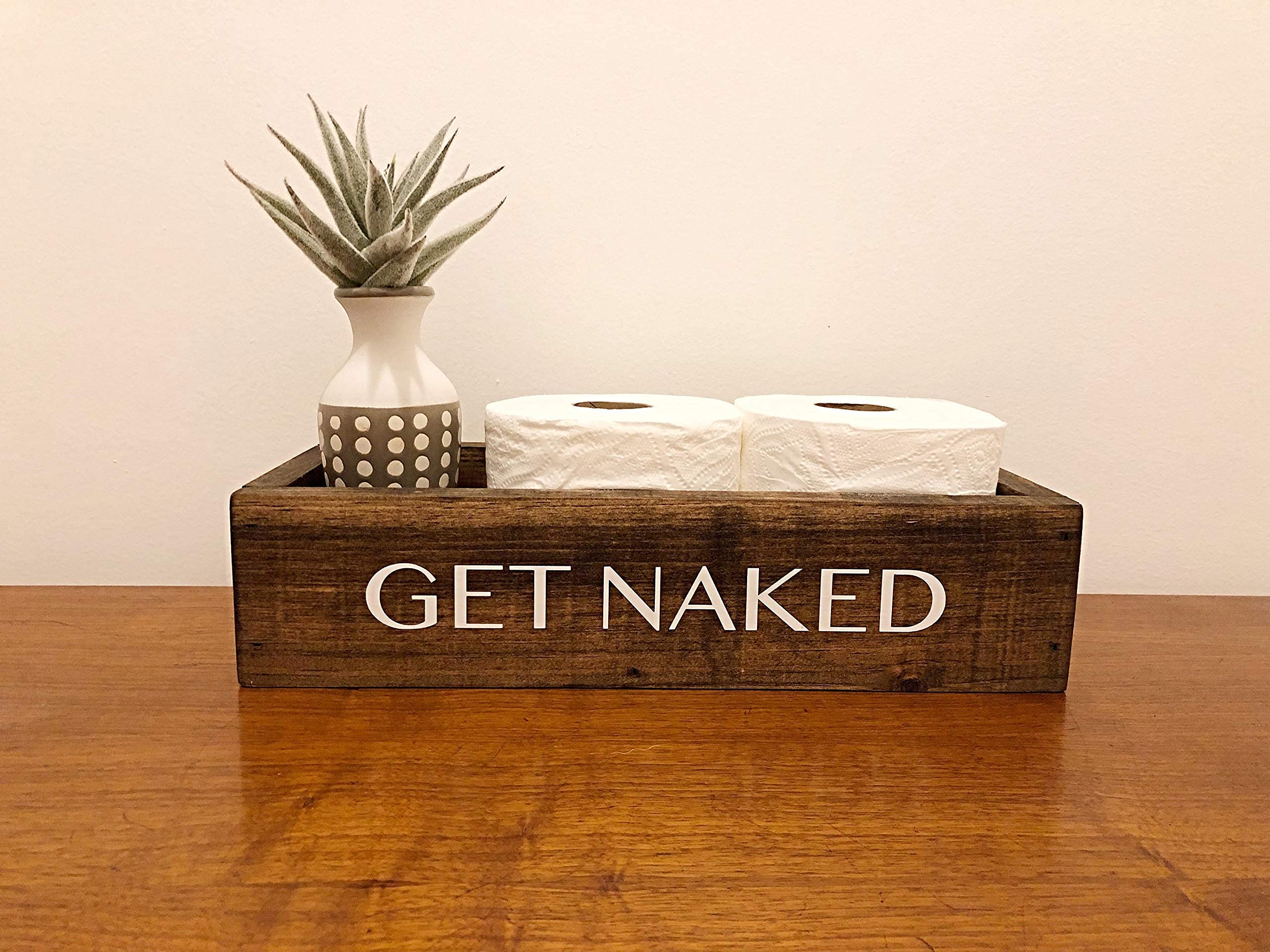 Naked Box Toilet Paper Holder - Rustic Farmhouse Bathroom Decor, Wooden Storage Box for Back of Toilet | Perfect for Small Bathroom Organization & Farmhouse Style Homes