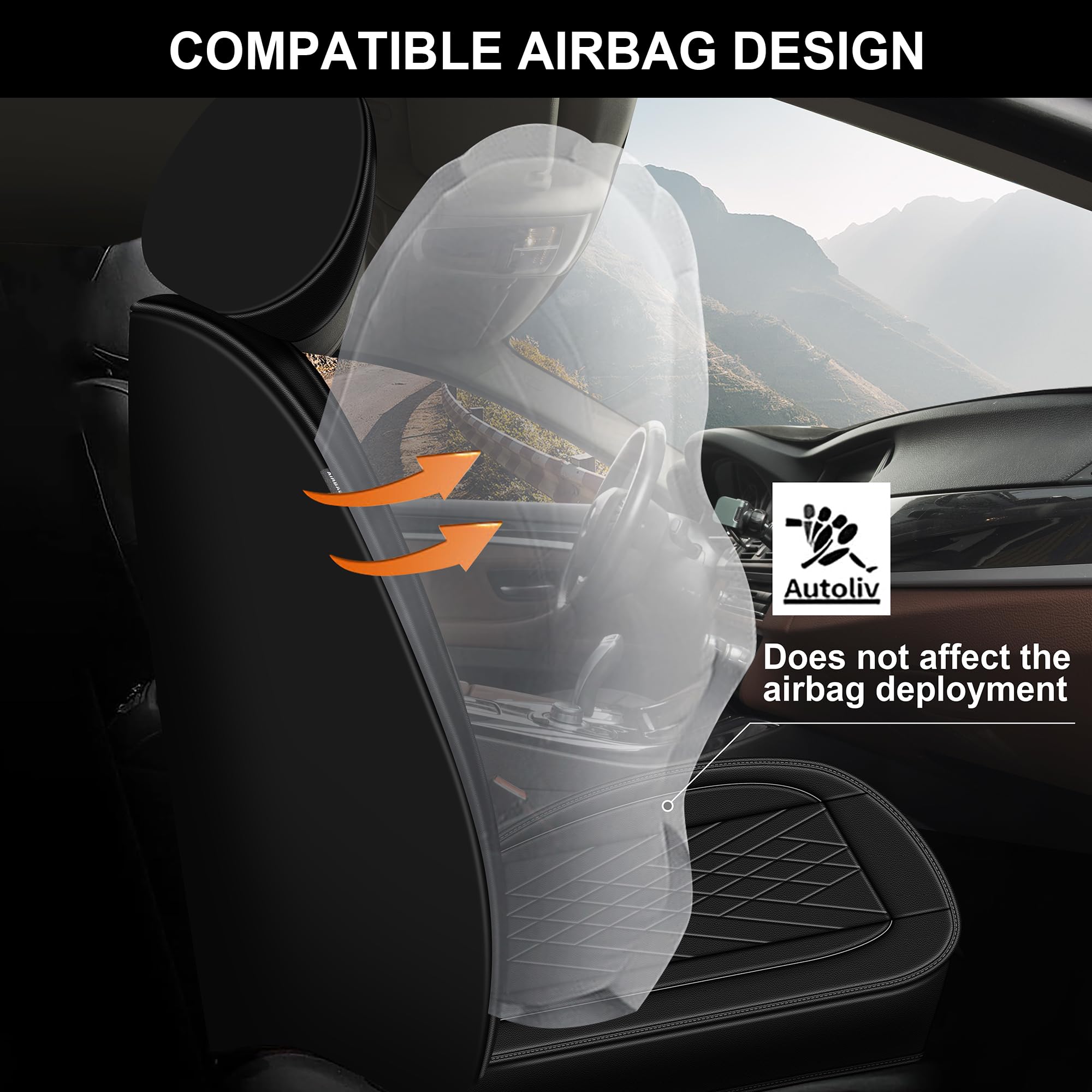 Premium Faux Leather Car Seat Covers for 2003-2017 Honda Accord - 2 Front Seat Protectors (Black) | Waterproof & Comfortable Fit | Perfect for Daily Commute, Road Trips & Car Interior Protection