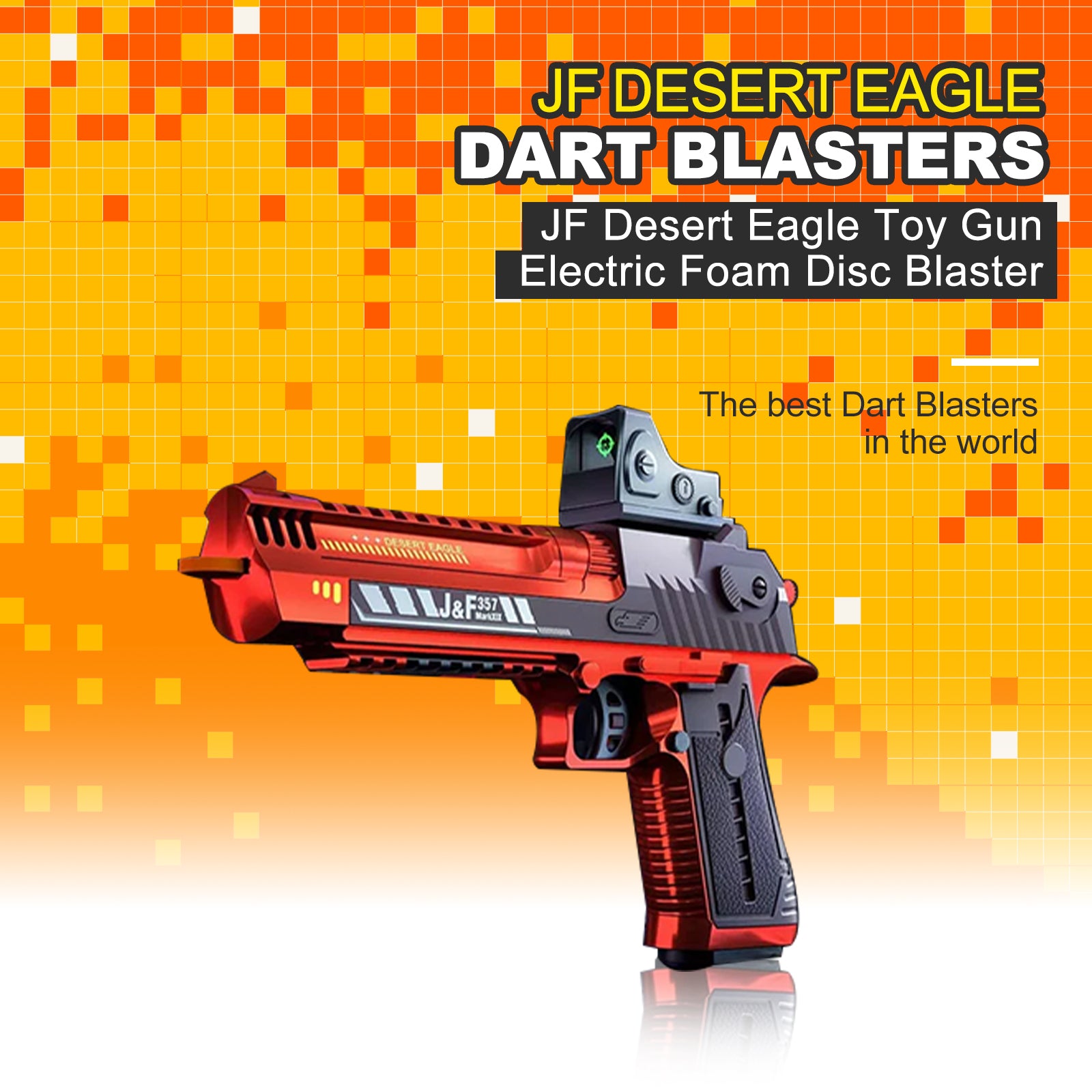 JF Desert Eagle Toy Gun - Electric Foam Disc Blaster for Kids & Adults - Outdoor Nerf Battle Game & Target Shooting Fun - Safe Foam Dart Blaster Pistol for Backyard Play & Party Activities