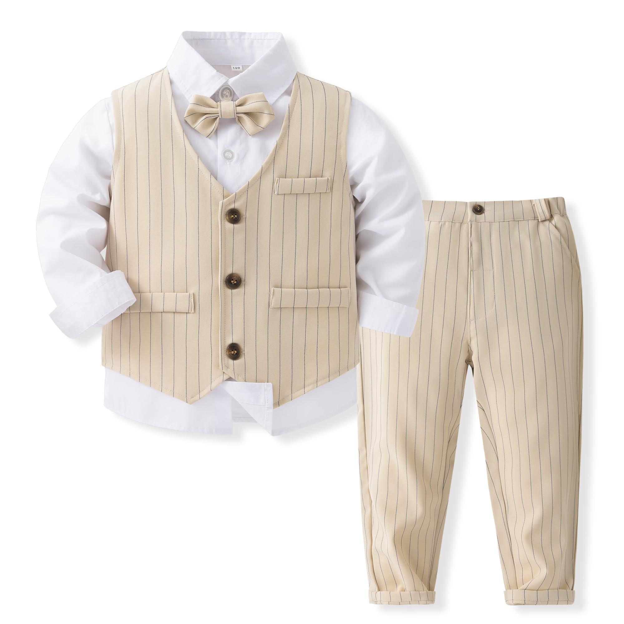 Kimocat Baby Boy Formal Suit - Gentleman Tuxedo Vest with Long Sleeves for Wedding, Birthday Party & Special Occasions | Perfect for Photoshoots, Christenings & Family Gatherings