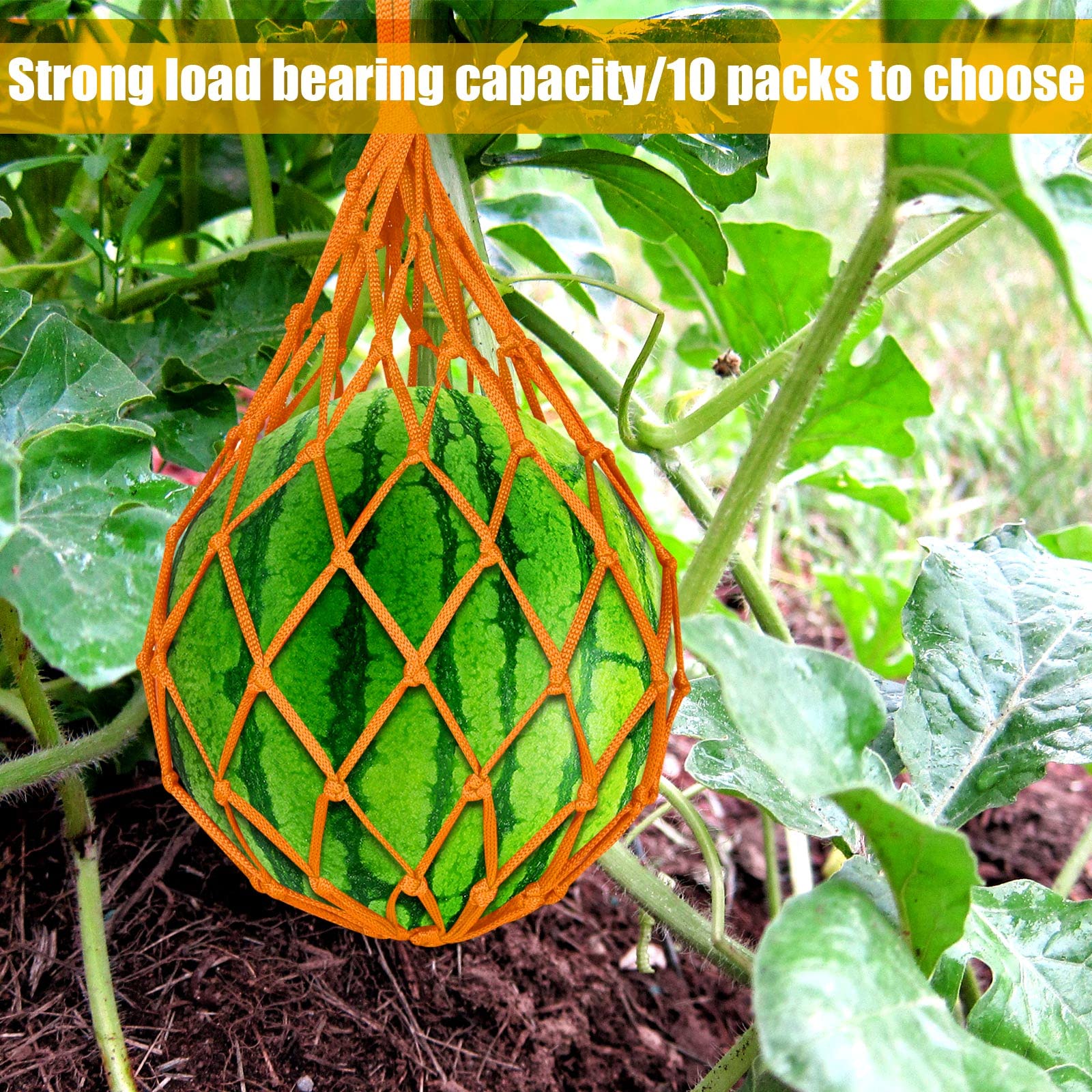 10 Pack Heavy Duty Watermelon Hammocks with Hooks - Durable Trellis Support for Melons, Cantaloupes & Fruits - Perfect for Garden, Vineyard & Backyard Farming