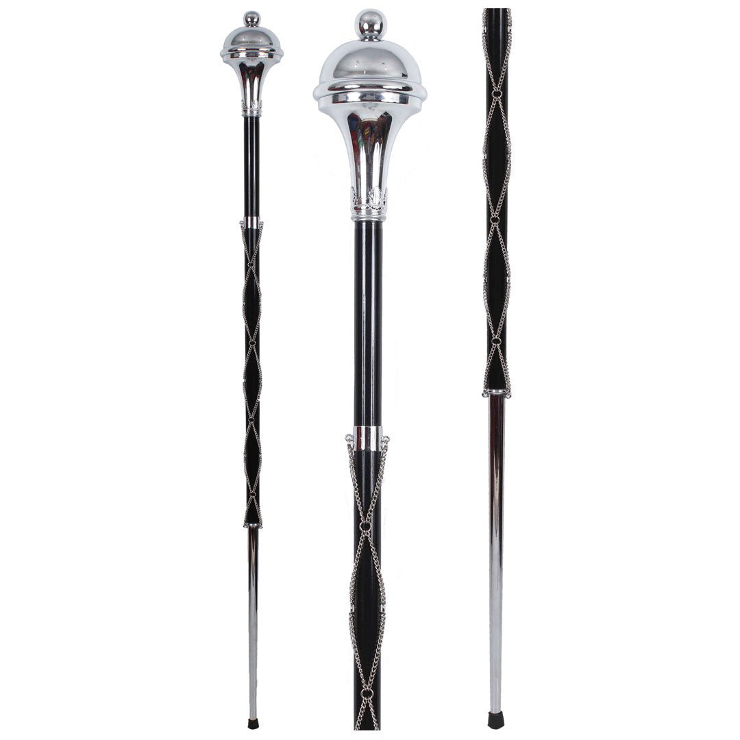 Drum Major Mace Stave - Premium Beech Wood Black Shaft with Ball Top | Perfect for Marching Band Performances & Ceremonial Events