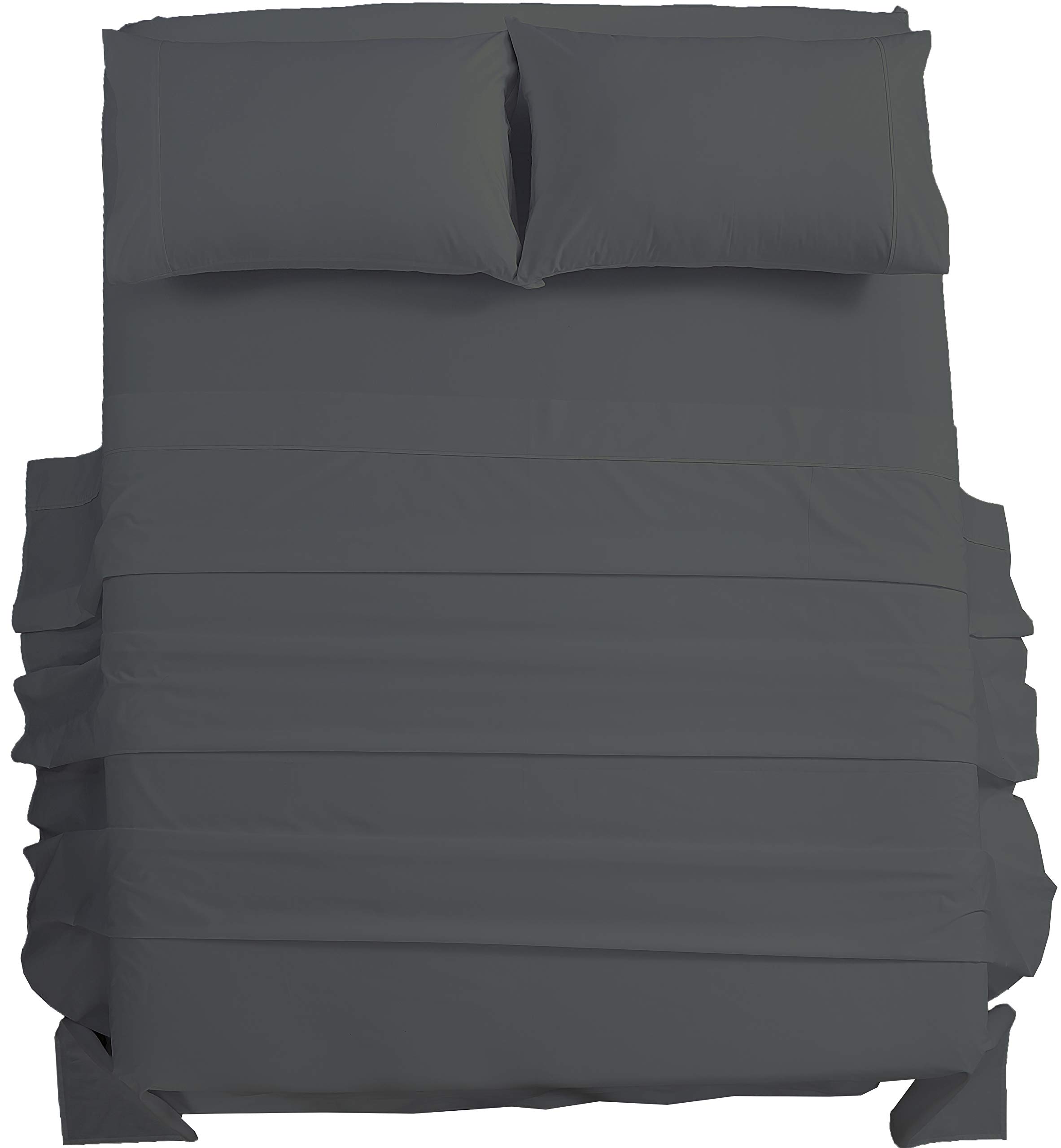 ZOYER 3-Piece Brushed Microfiber Sheet Set (Grey, Twin) - Ultra Soft Deep Pocket Fitted Sheet, Flat Sheet & Pillowcase - Wrinkle, Fade & Stain Resistant Bed Sheets for Kids & Guest Rooms - Perfect for Cozy Sleep & Home Decor