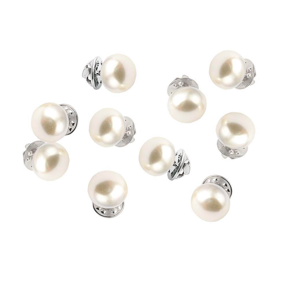 Joyci 10-Pack Women's Shirt Brooches - Elegant Pearl & Metal Lapel Pins with Safety Clutch for Blouses, Sweaters & Knitwear - Perfect for Office, Parties & Formal Events