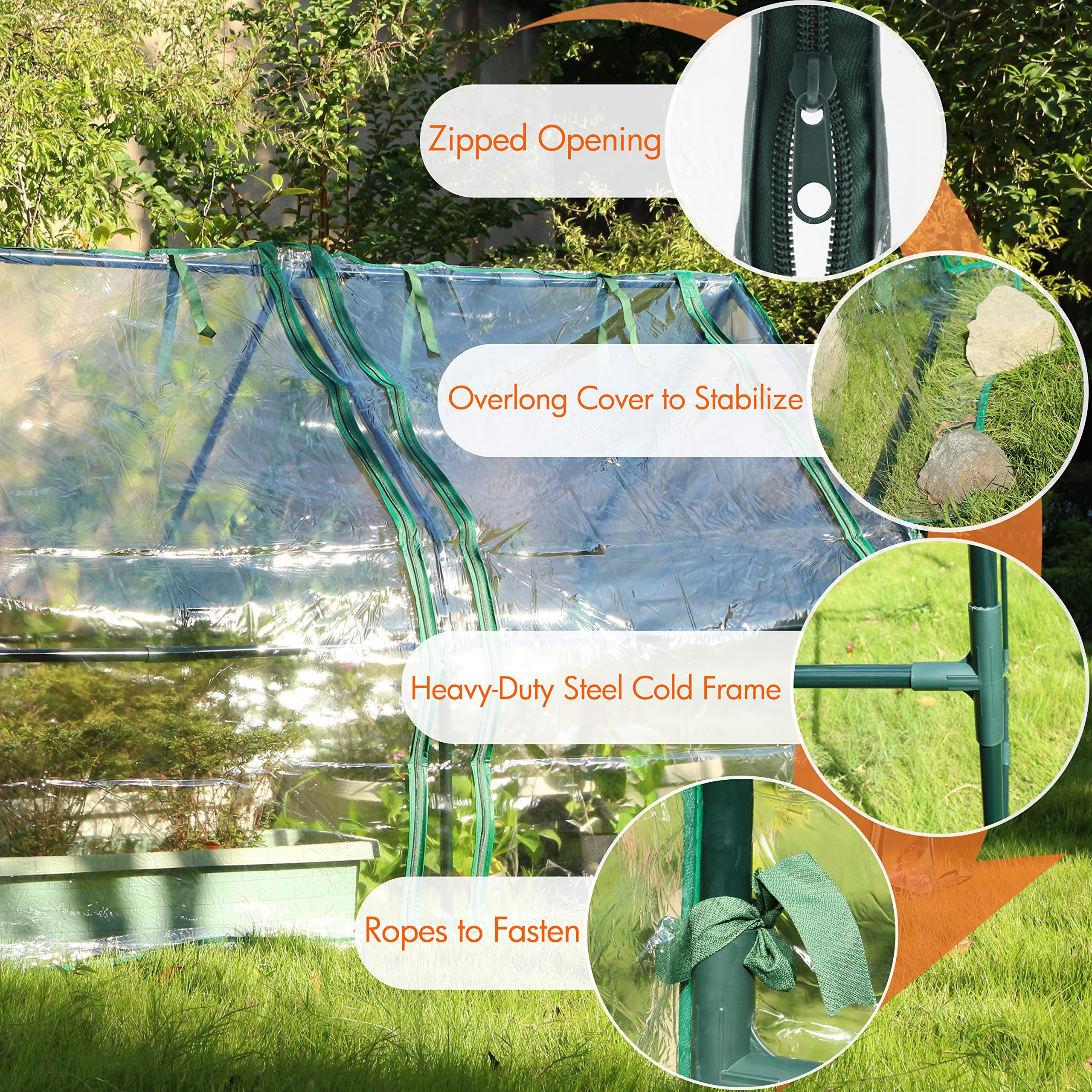 Gardzen Mini Greenhouse - Heavy Duty Portable Clear Tent for Indoor/Outdoor Plants (71.7”L x 36.2”W x 42.5”H) - Perfect for Seed Starting, Plant Protection & Winter Gardening