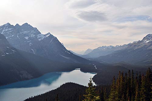 20x30 Inch Laminated Nature Poster - Tranquil Lake & Mountain Landscape from Canada, Vibrant Colors, Home & Office Wall Decor - Perfect for Living Room, Bedroom, or Workspace