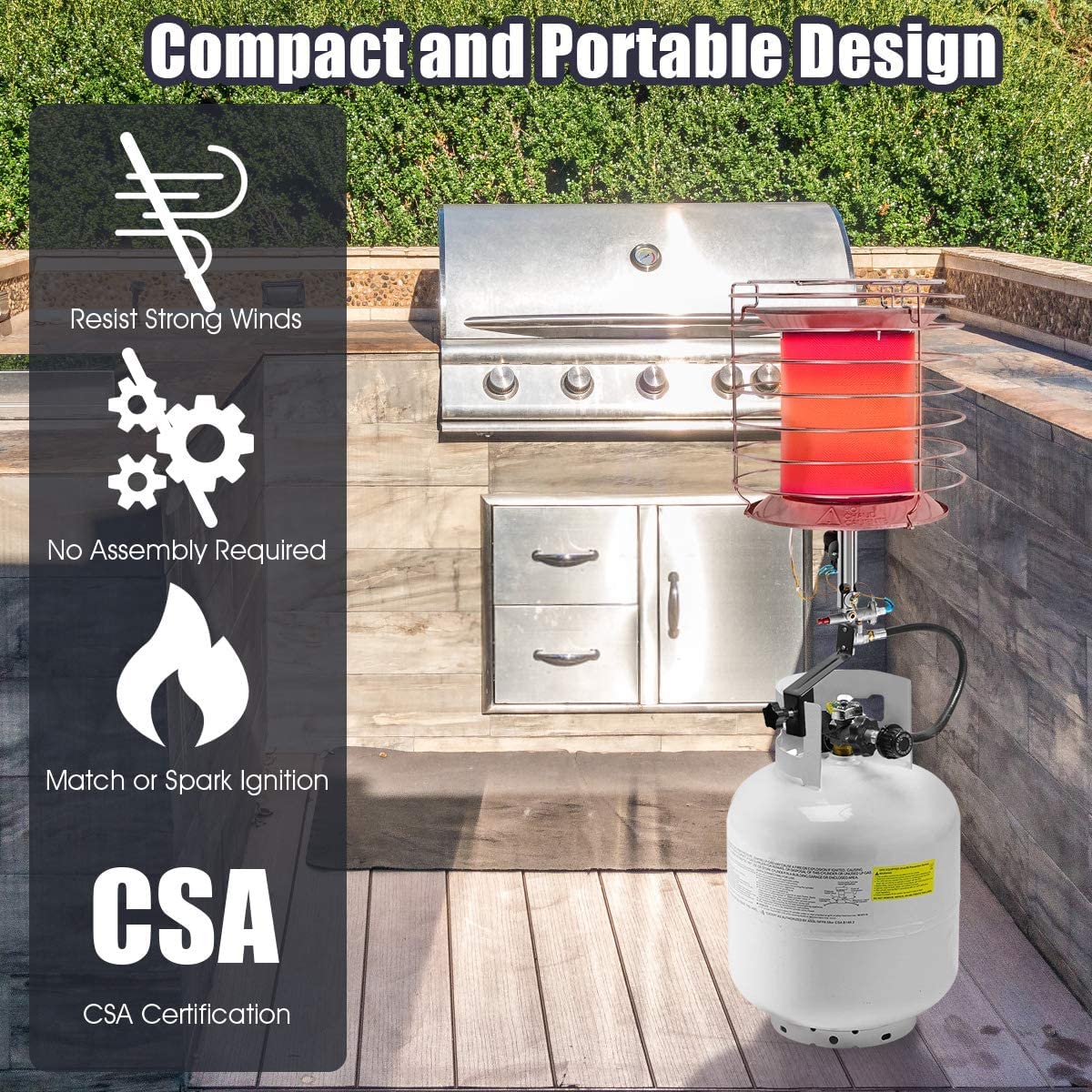 SAFSTAR 35,000-42,000 BTU Portable Propane Heater with Tip-Over Protection & Auto Shut-Off - Indoor Outdoor Space Heater for Garage, Workshop, Camping, Ice Fishing & Emergency Survival (Propane Tank Not Included)