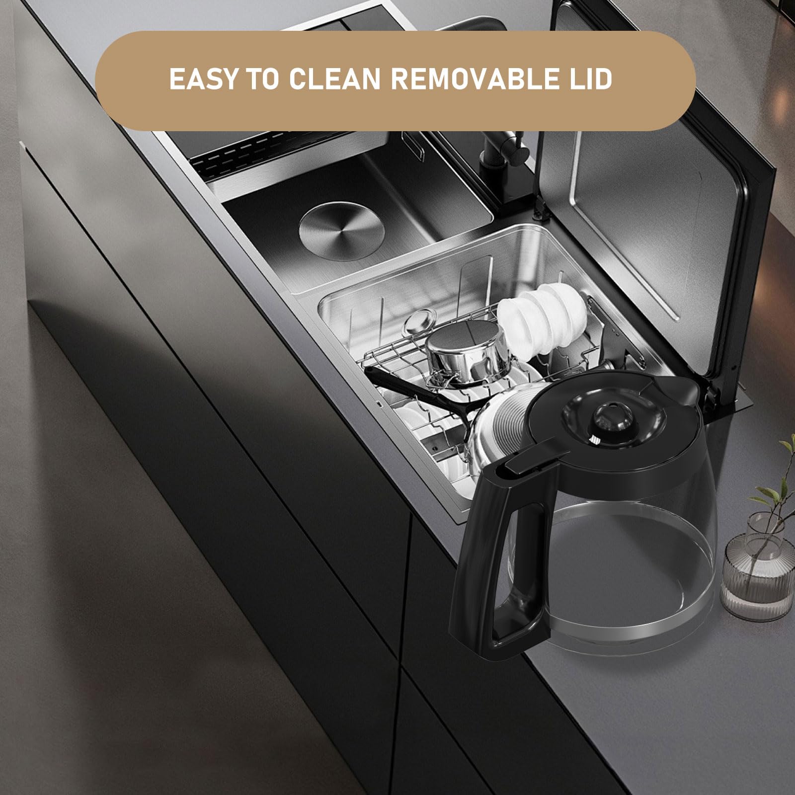 Hamilton Beach Coffee Maker Glass Carafe Replacement - Compatible with Models 46310, 49980R, 49976, 49350, 49980A, 49980Z, 49983, 49618, 46300, 49966 - 12-Cup Capacity (1 Pack) - Perfect for Home, Office, or Restaurant Use