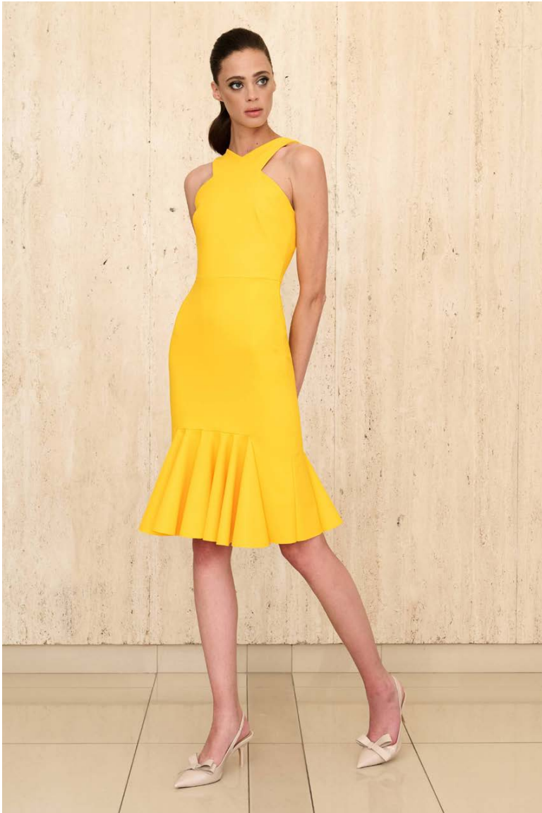 Greta Constantine Arving Halter Neckline Fitted Dress - Elegant Women's Formal Gown for Evening Parties, Weddings & Special Occasions