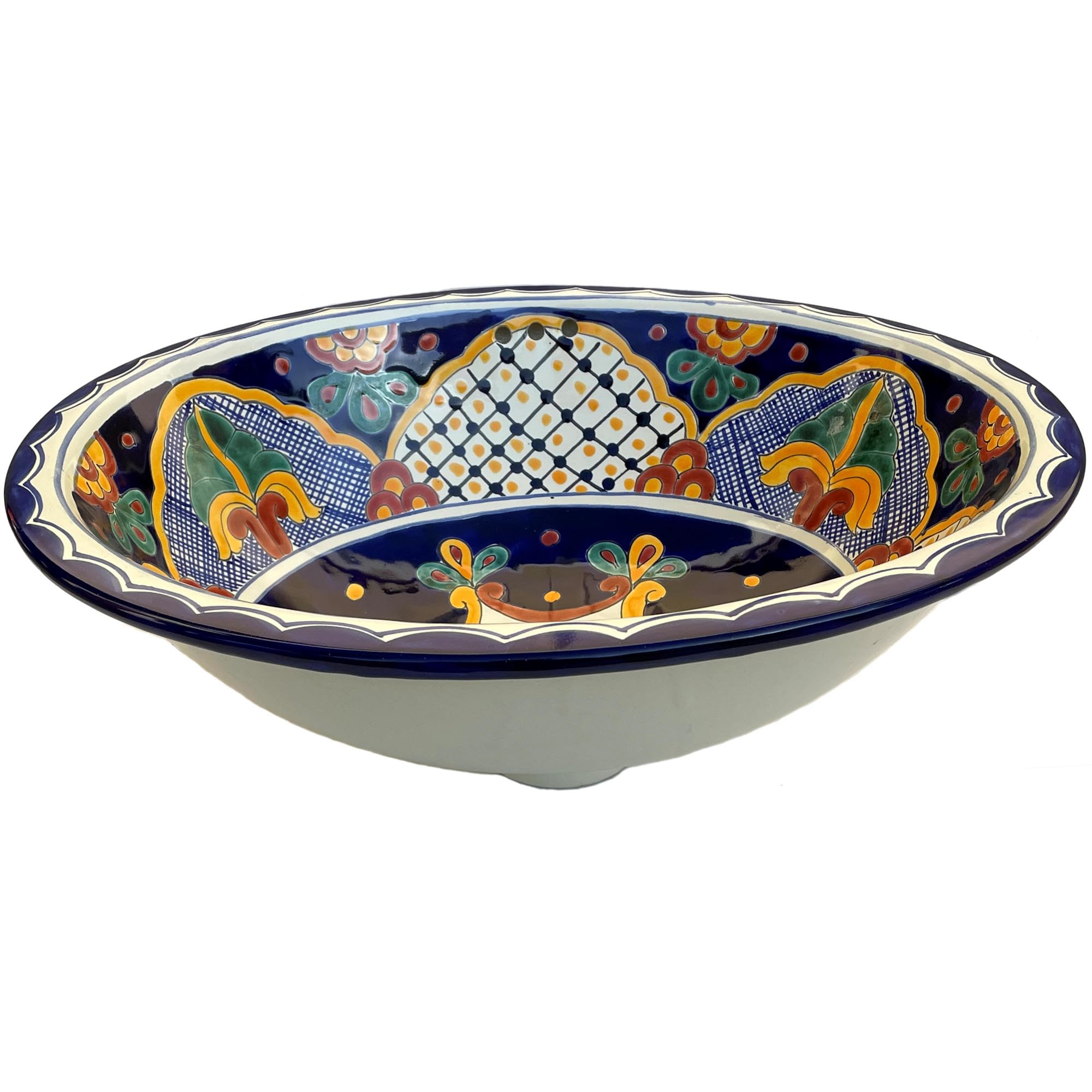 Handmade Ceramic Talavera Sink for Bathroom or Kitchen - Authentic Mexican Style Decorative Farmhouse Sink - Perfect for Southwestern, Spanish, or Rustic Home Decor