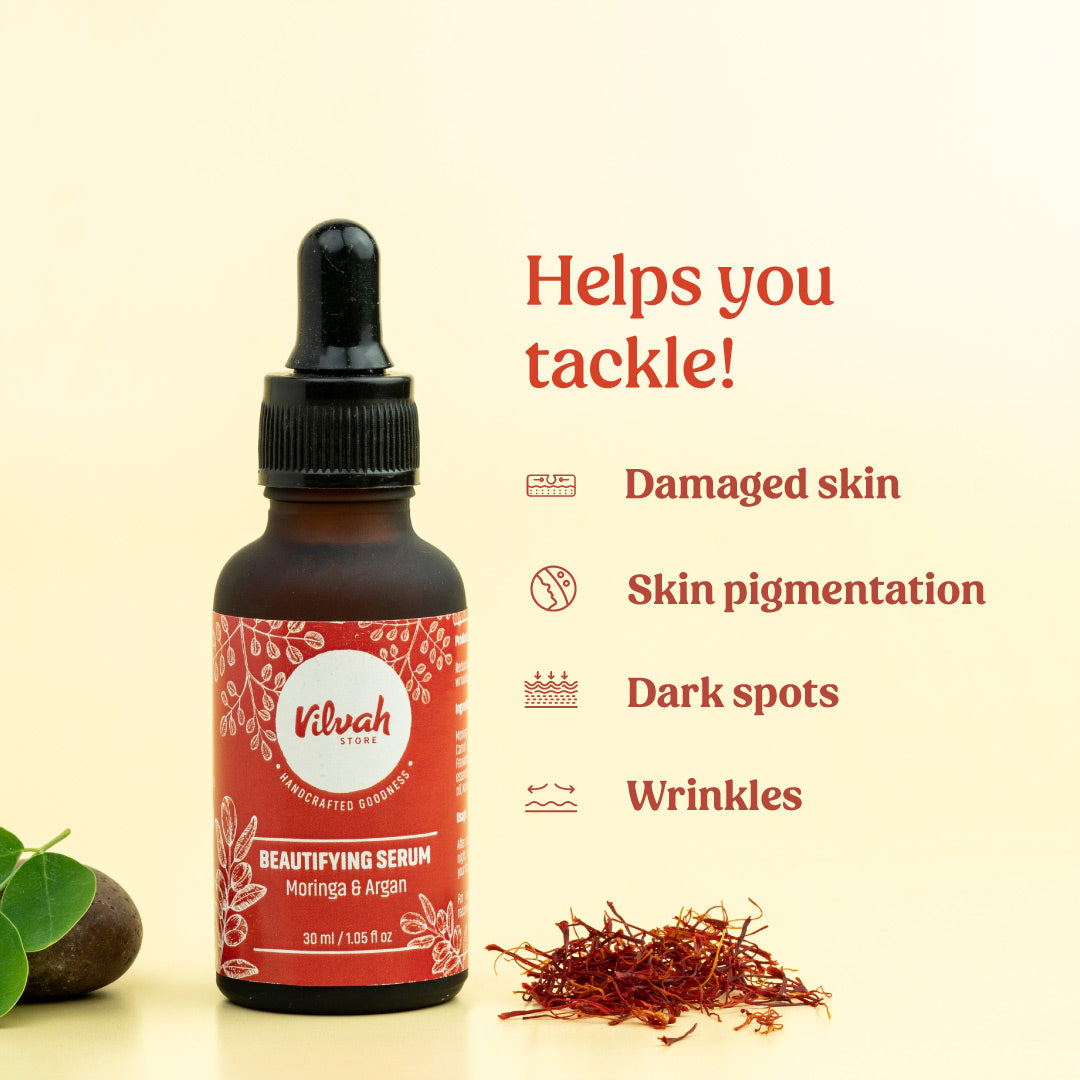 Best Moringa & Argan Oil Beauty Serum for Face - Anti-Aging, Hydrating & Brightening Skincare Treatment - Perfect for Daily Use & Night Routine