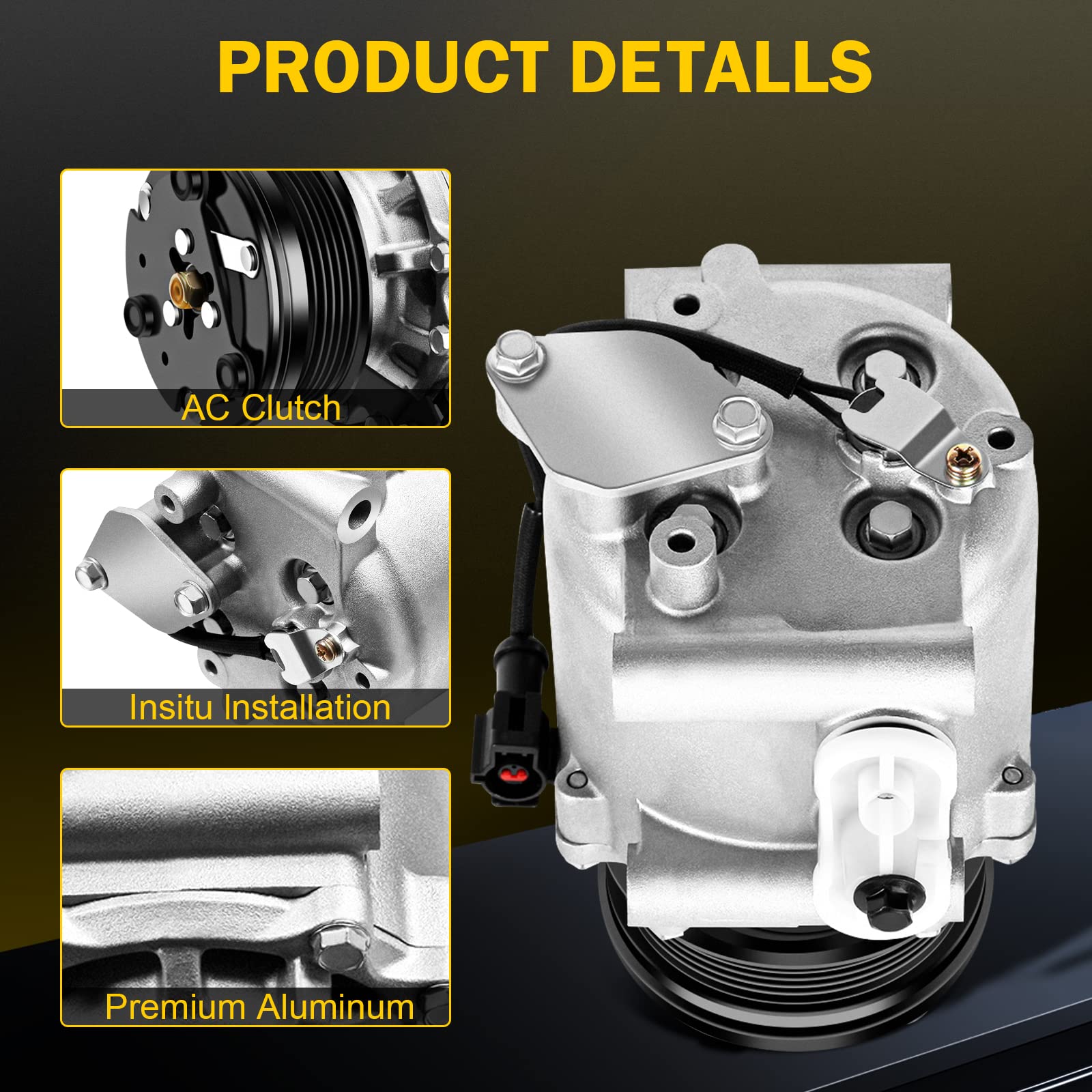 2005-2007 Ford Five Hundred & Mercury Montego AC Compressor with Clutch - Replacement Part 10851AC - Perfect for Summer Car Cooling & HVAC System Repair