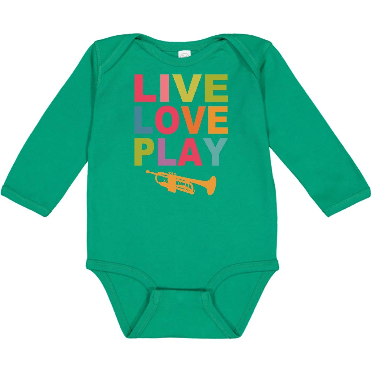 Inktastic Live Love Play The Trumpet Long Sleeve Baby Bodysuit - Soft Cotton Musical Gift for Trumpet Players & Music Lovers - Perfect for Concerts, Band Practice & Photo Shoots