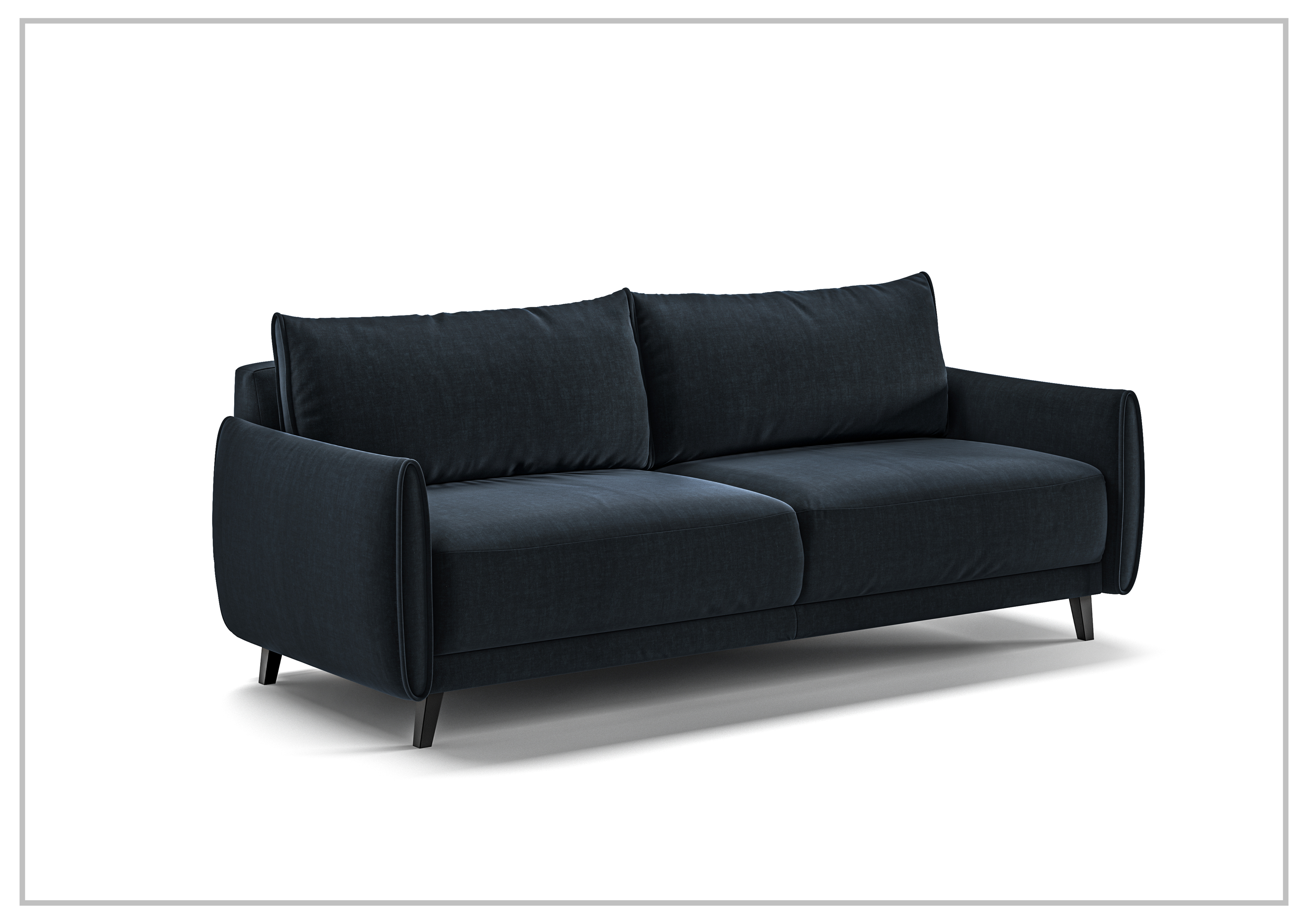 Luonto Dolphin Fabric Full XL Sofa Sleeper with High Black Legs - Convertible Sleeper Sofa for Small Spaces, Guest Room & Living Room Furniture