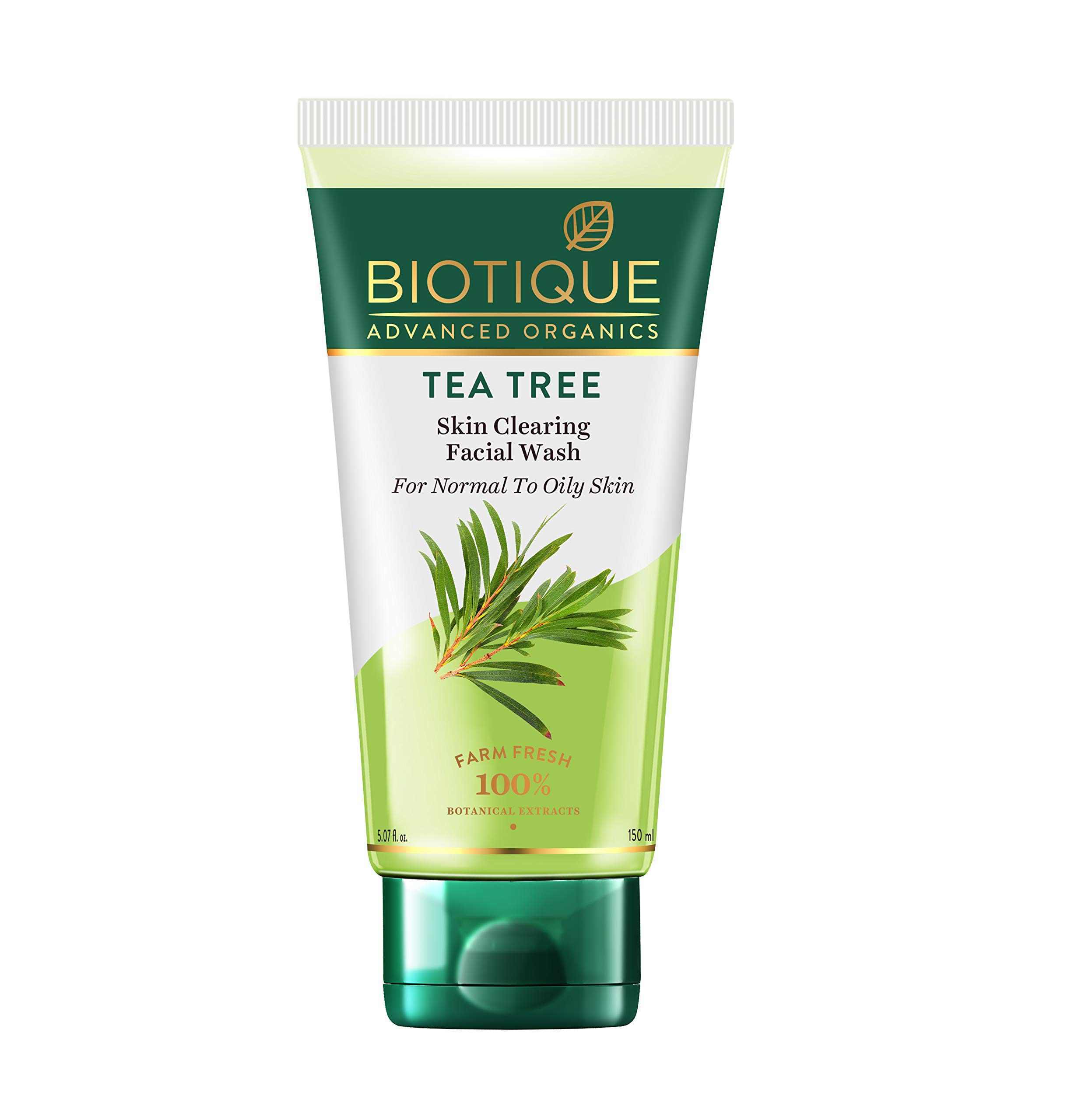 Biotique Fruit Brightening Face Wash 200ml & Tea Tree Skin Clearing Face Wash 150ml for Acne, Pimples - Paraben & SLS Free Skincare Set for Normal to Oily Skin | Daily Cleansing Routine, Morning & Night Use for Clear, Glowing Complexion